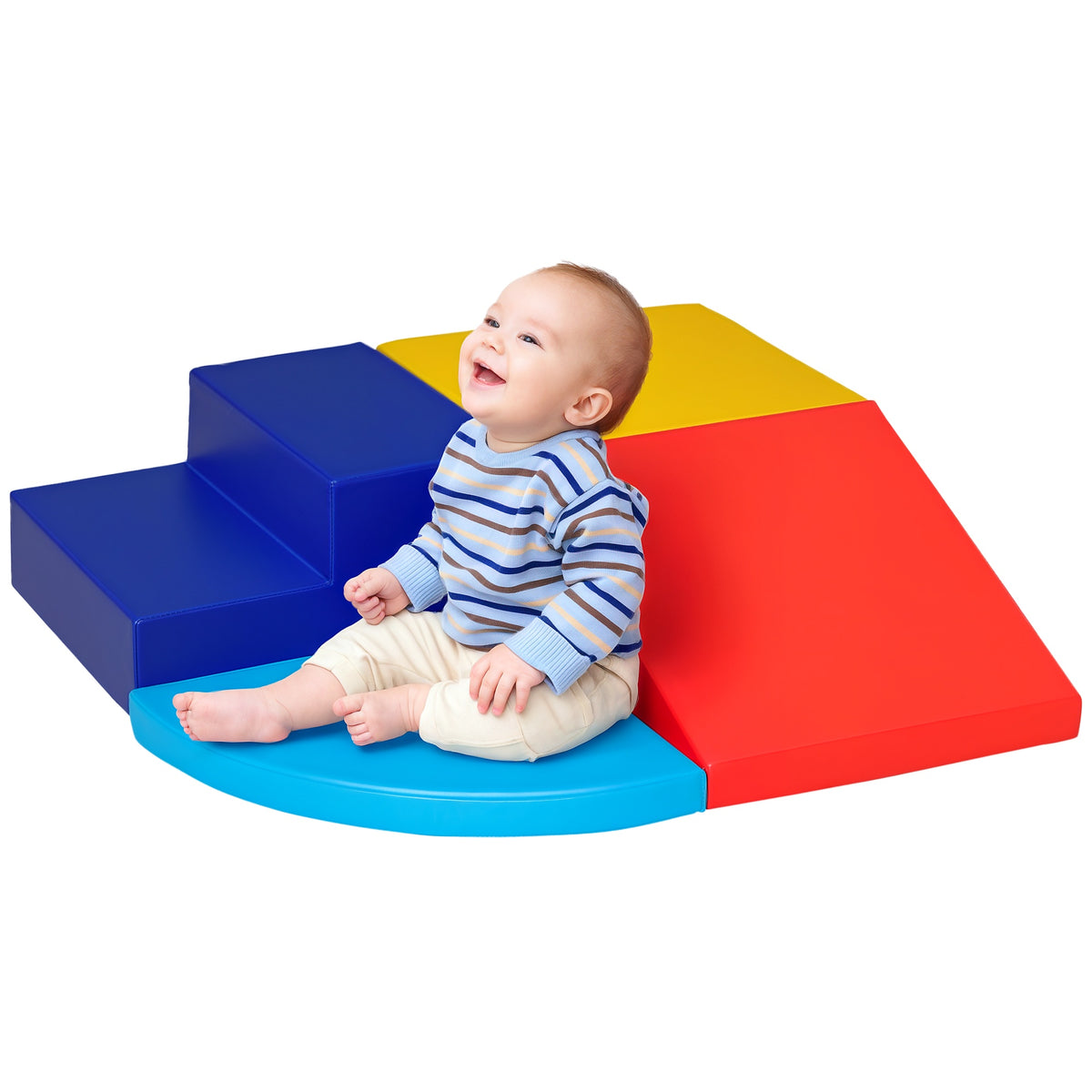 Crawl and Climb Foam Play Set Toddler Nugget 4 Pieces Lightweight Interactive Set for Climbing, Crawling, Sliding Play Zone for Baby Preschooler-Toys & Games > Baby & Toddler Toys > Kids Gym & Playmats-DECOROLALA