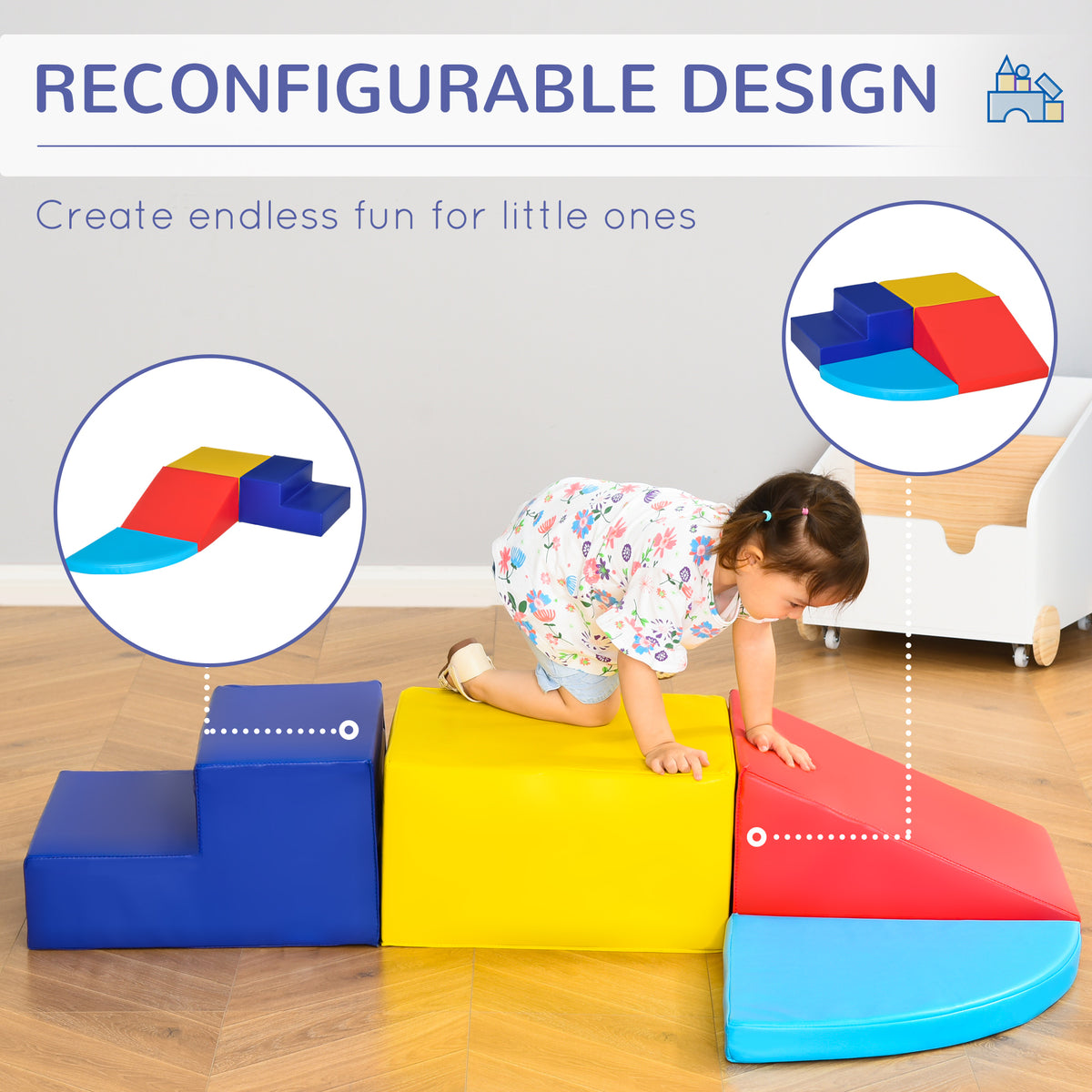 Crawl and Climb Foam Play Set Toddler Nugget 4 Pieces Lightweight Interactive Set for Climbing, Crawling, Sliding Play Zone for Baby Preschooler-Toys & Games > Baby & Toddler Toys > Kids Gym & Playmats-DECOROLALA