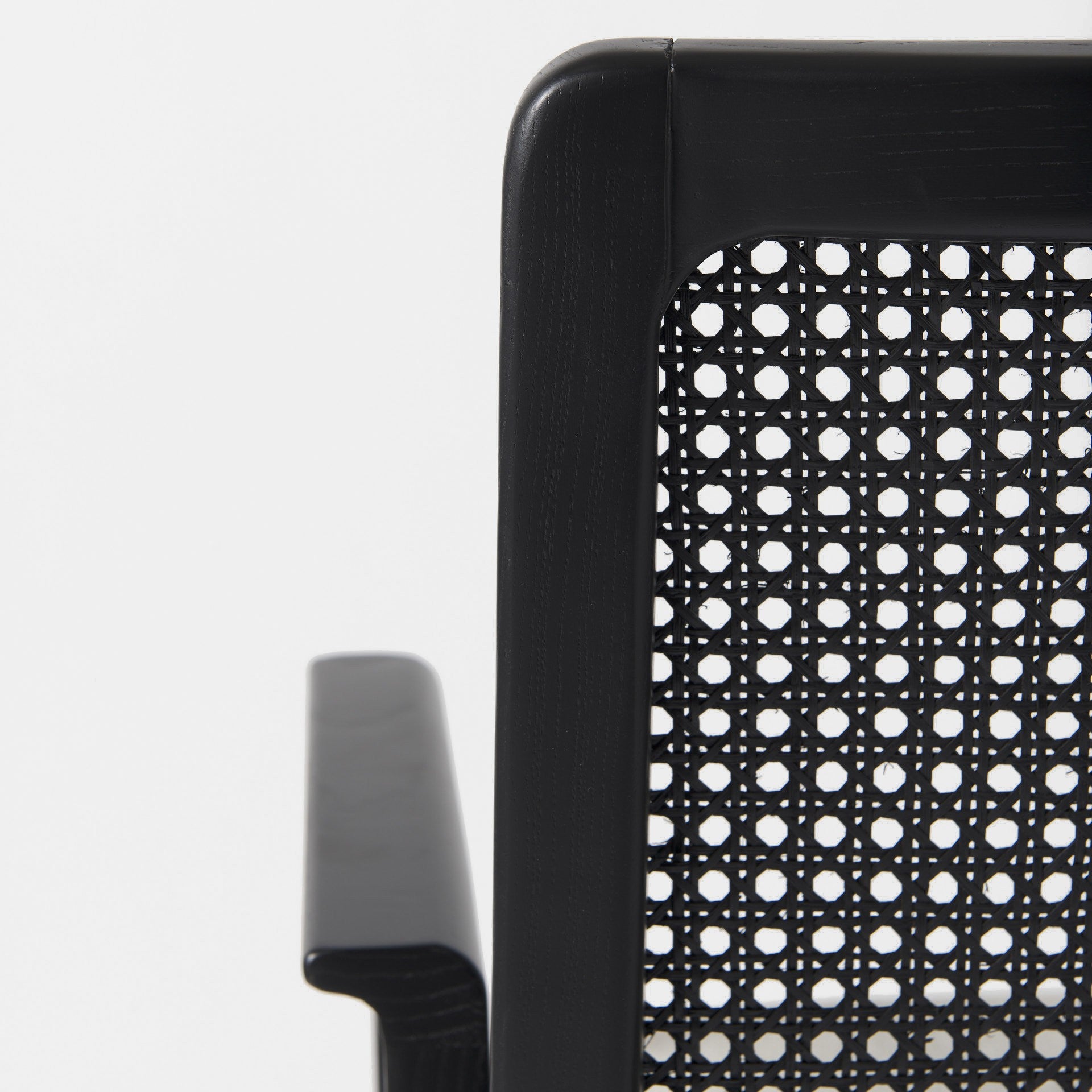 Cream And Black Upholstered Fabric Dining Arm Chair-Dining Chairs-DECOROLALA