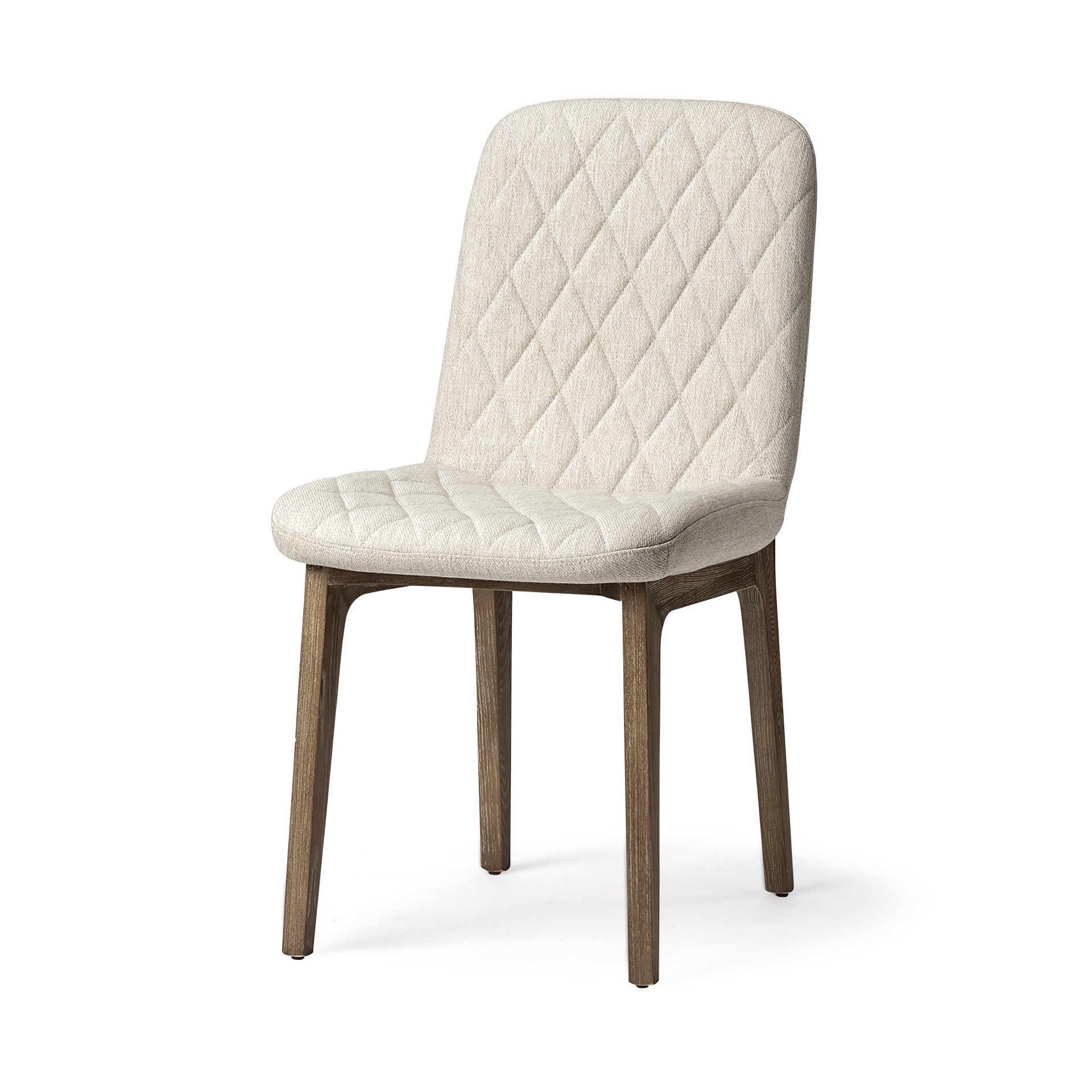 Cream And Brown Upholstered Fabric Dining Side Chair-Dining Chairs-DECOROLALA