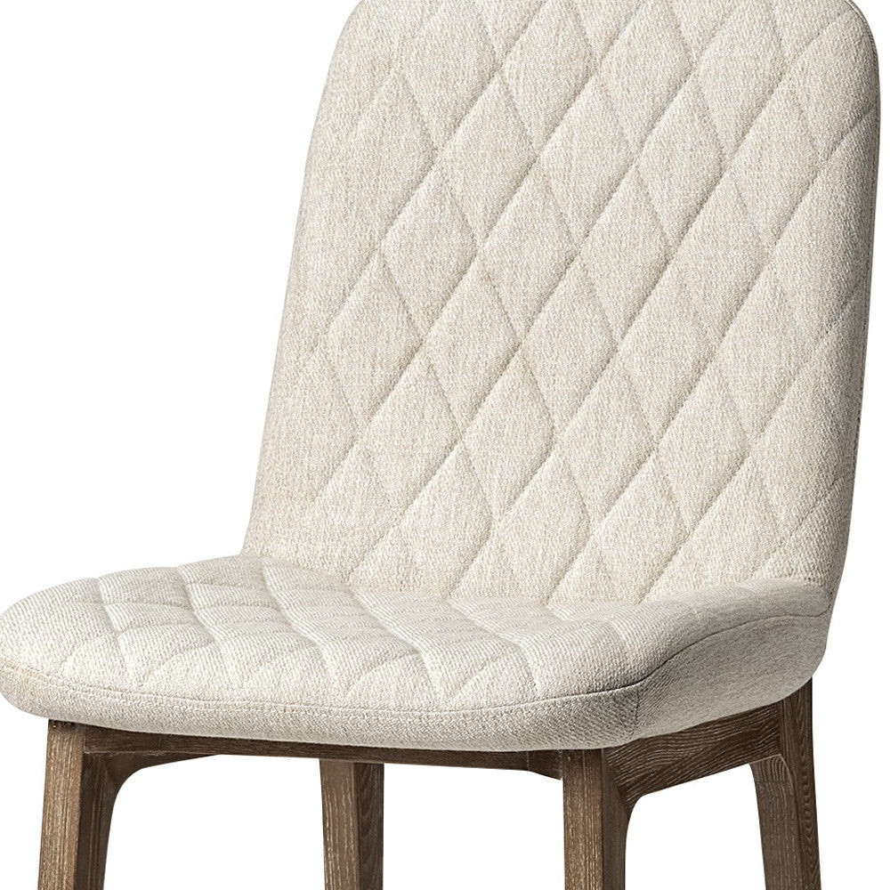 Cream And Brown Upholstered Fabric Dining Side Chair-Dining Chairs-DECOROLALA
