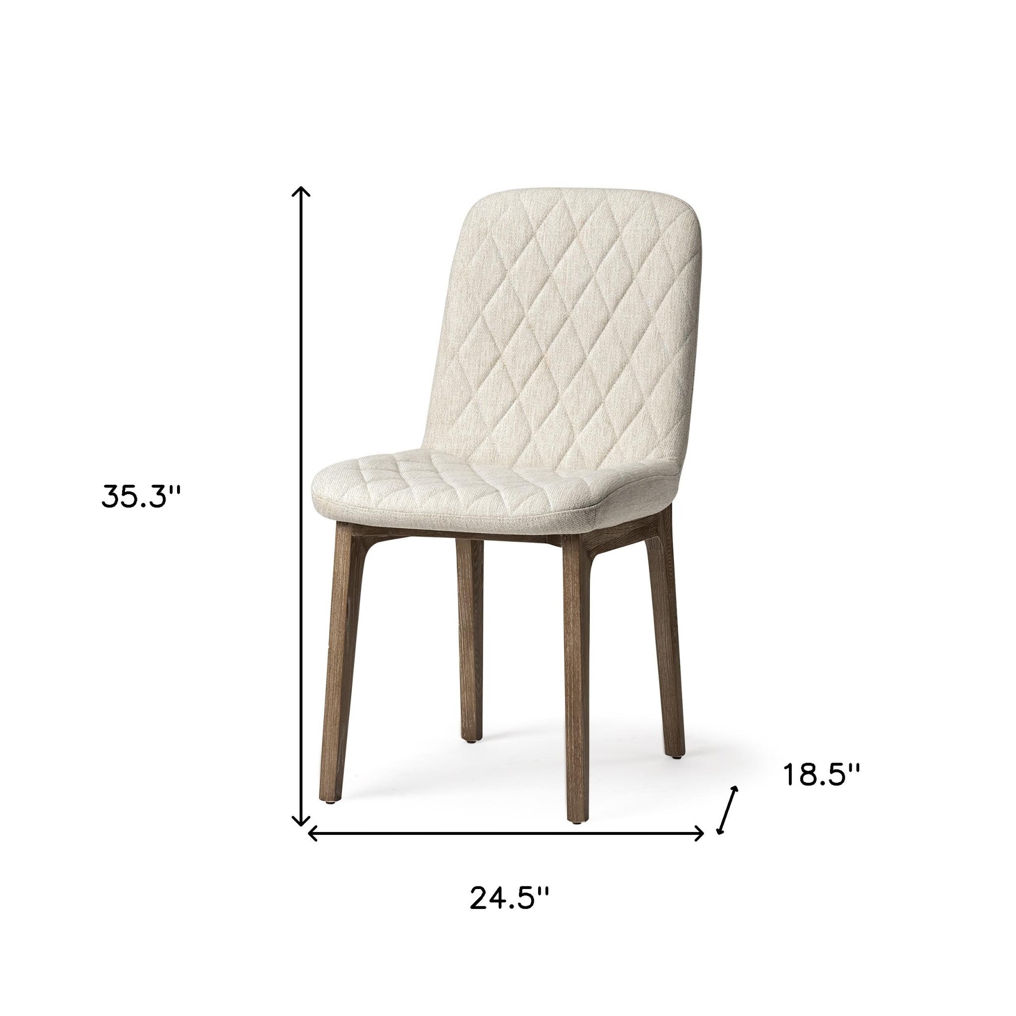 Cream And Brown Upholstered Fabric Dining Side Chair-Dining Chairs-DECOROLALA