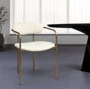 Cream And Gold Upholstered Fabric Open Back Dining Arm Chair-Dining Chairs-DECOROLALA