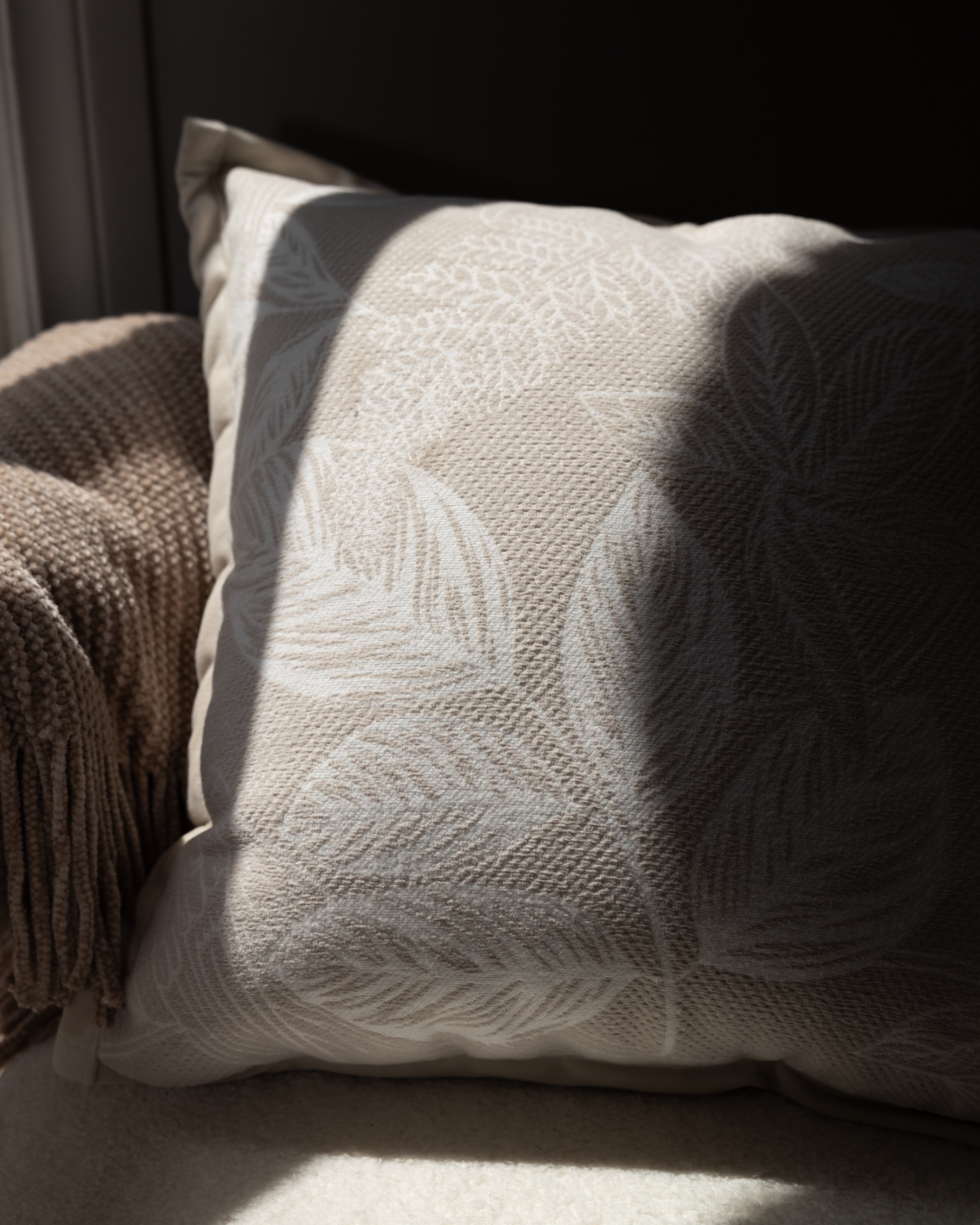 Cream Chenille Floral Jacquard Pillow-Decorative Cushions-DECOROLALA