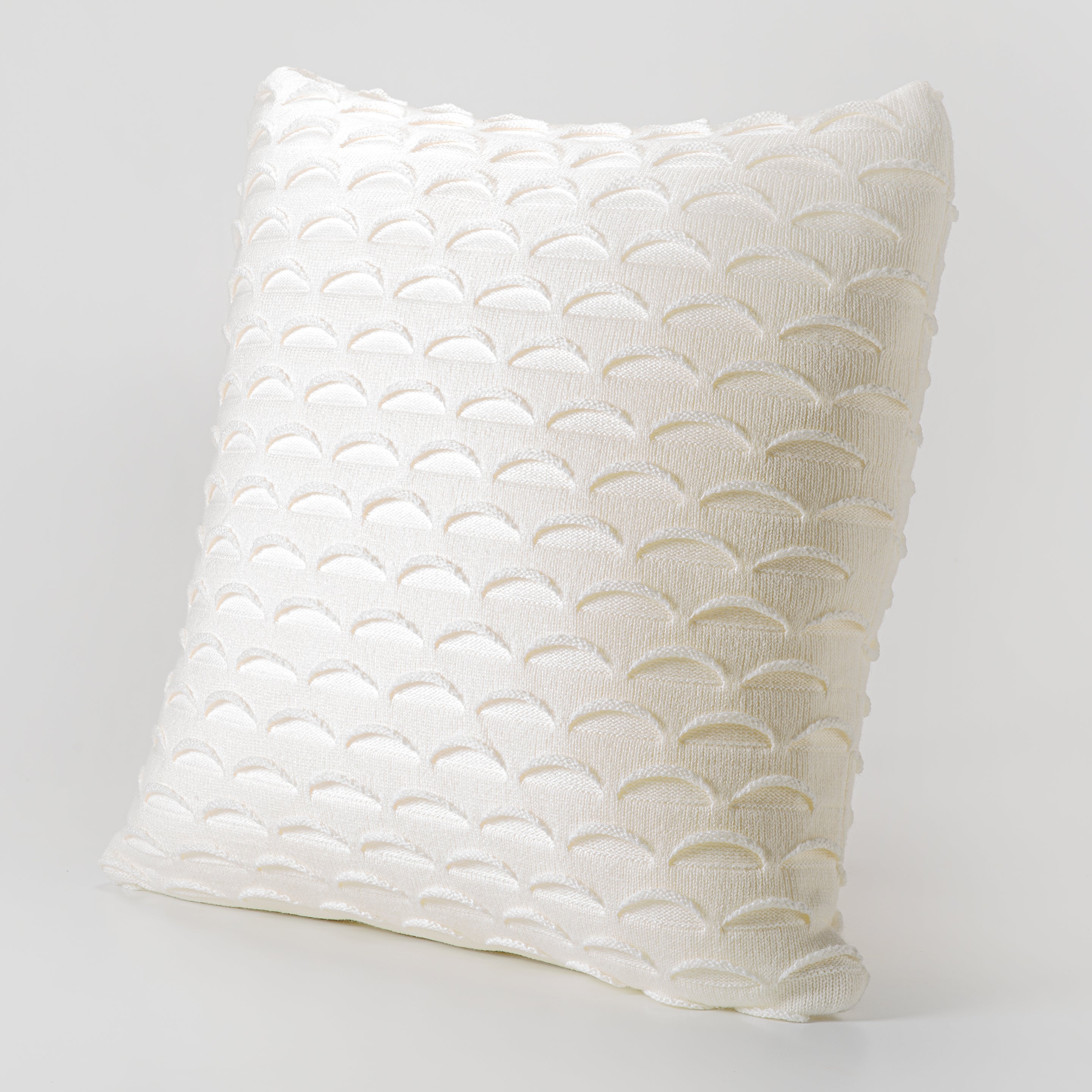 Cream Fan Design Knit Decorative Pillow-Decorative Cushions-DECOROLALA