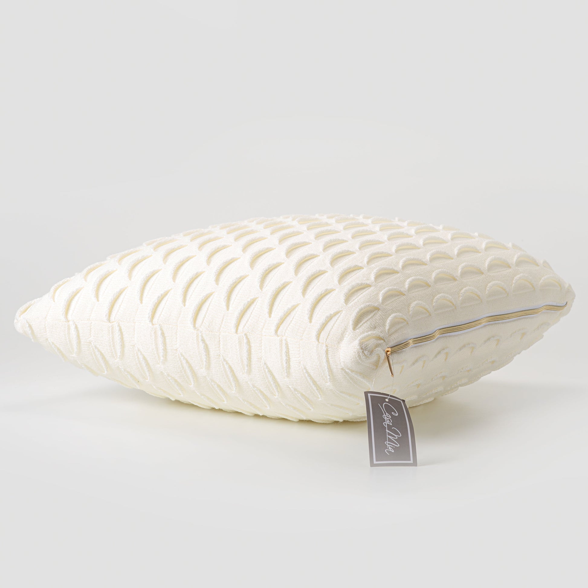 Cream Fan Design Knit Decorative Pillow-Decorative Cushions-DECOROLALA