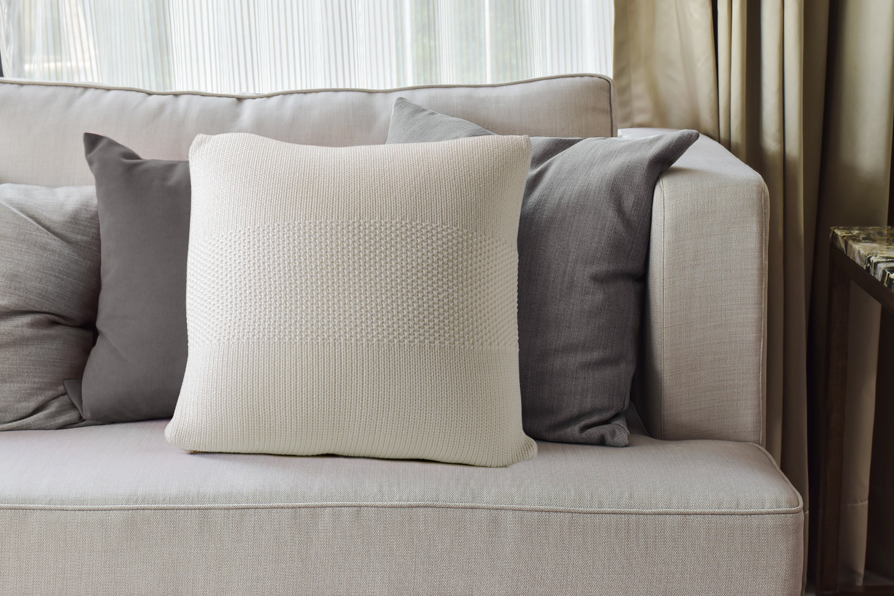 Cream Knit Decorative Pillow-Decorative Cushions-DECOROLALA