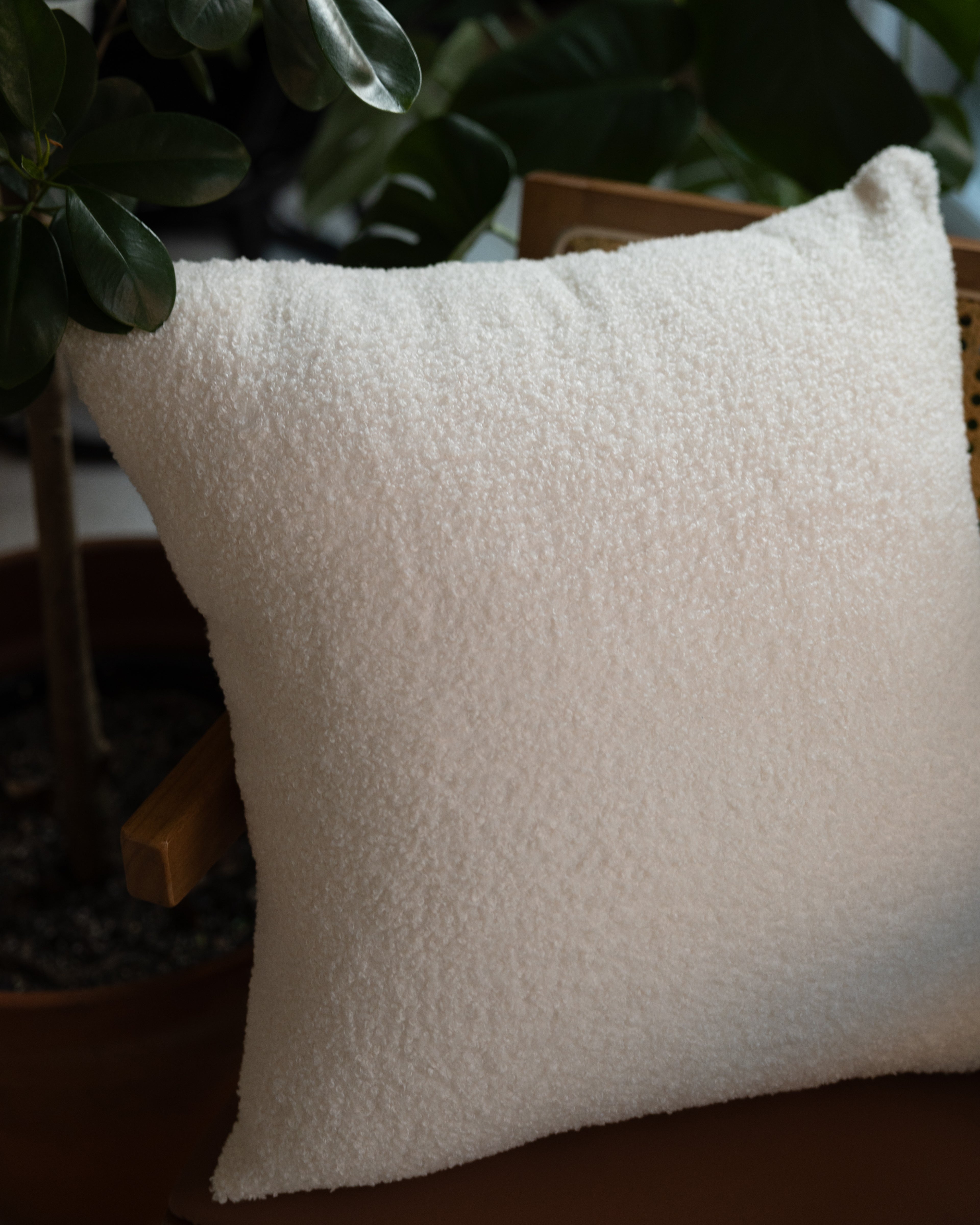 Cream Sherpa Style Decorative Pillow 20"x 20"-Decorative Cushions-DECOROLALA