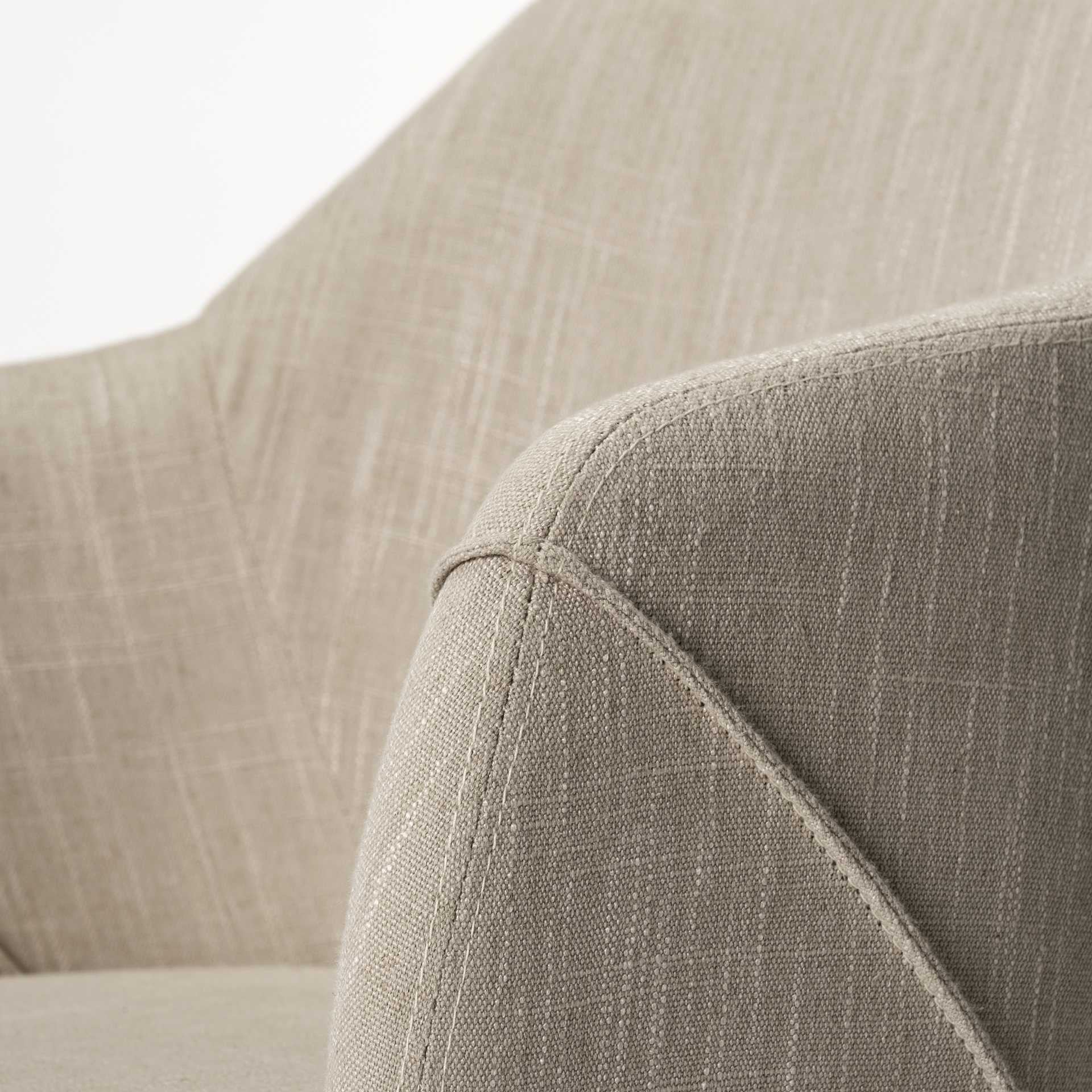 Cream and Brown Upholstered Fabric Dining Arm Chair-Dining Chairs-DECOROLALA