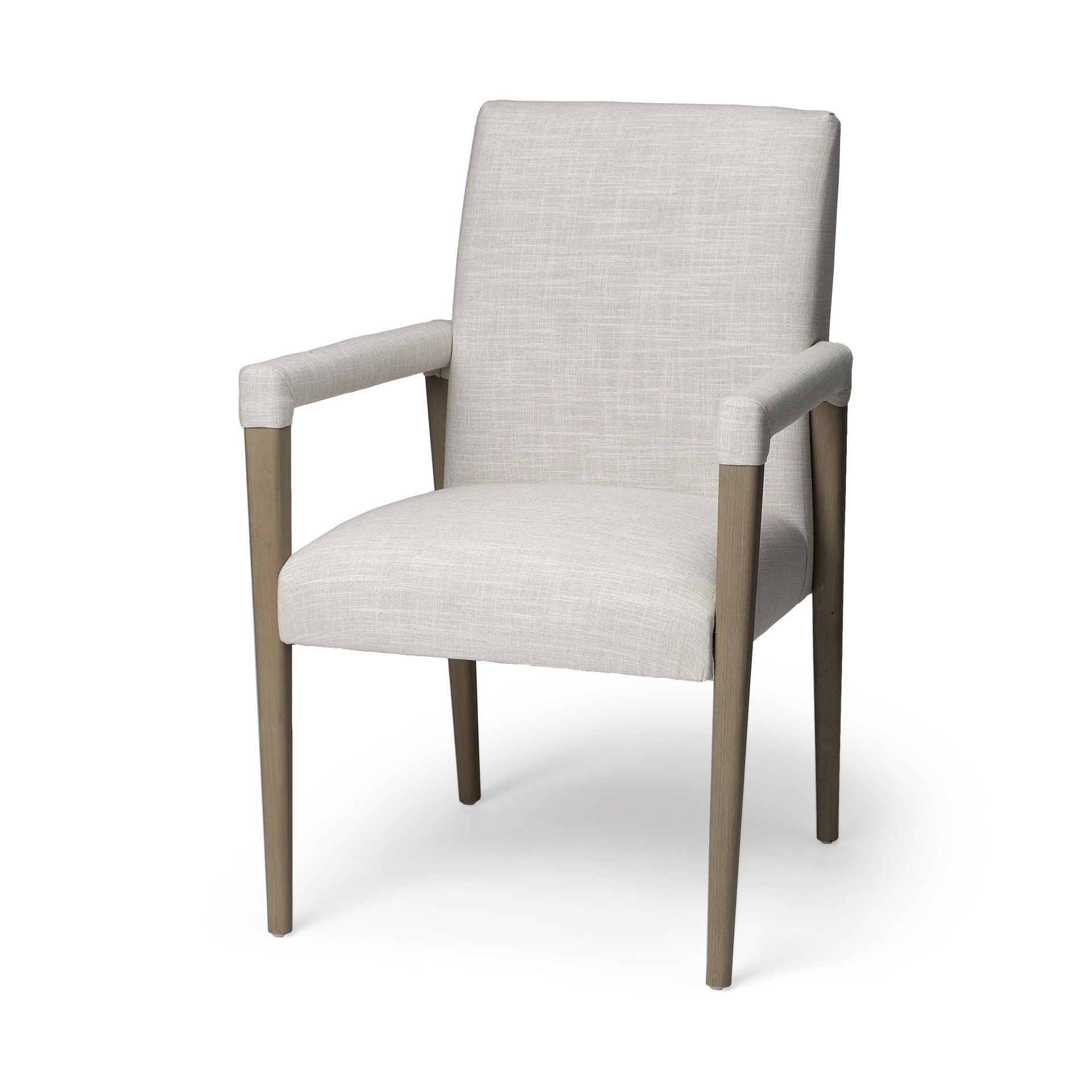 Cream and Brown Upholstered Fabric King Louis Back Dining Arm Chair-Dining Chairs-DECOROLALA