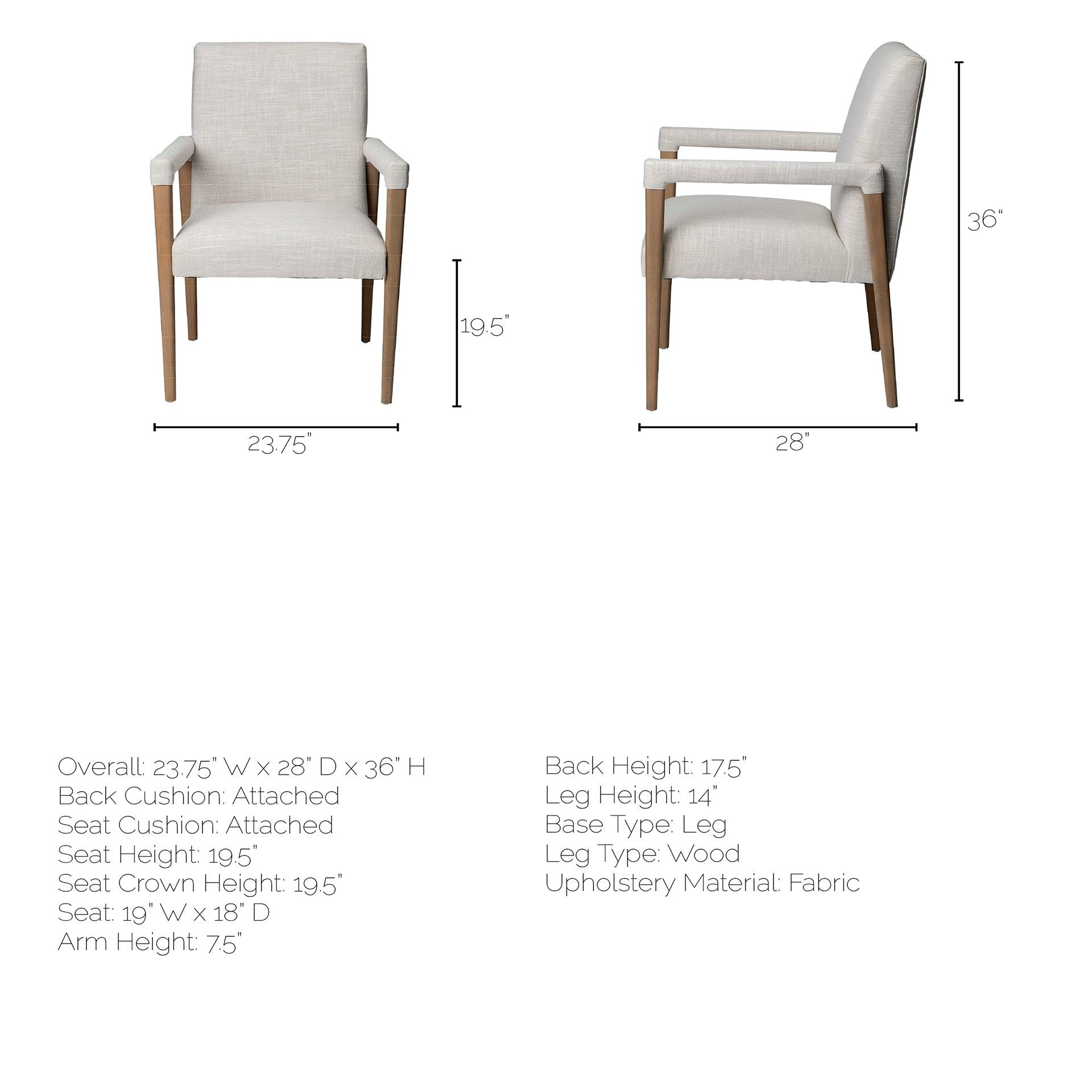 Cream and Brown Upholstered Fabric King Louis Back Dining Arm Chair-Dining Chairs-DECOROLALA