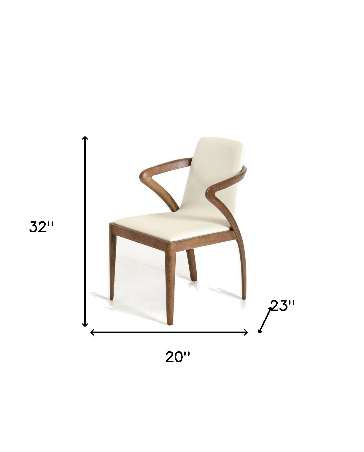 Cream and Brown Upholstered Faux Leather Dining Arm Chair-Dining Chairs-DECOROLALA
