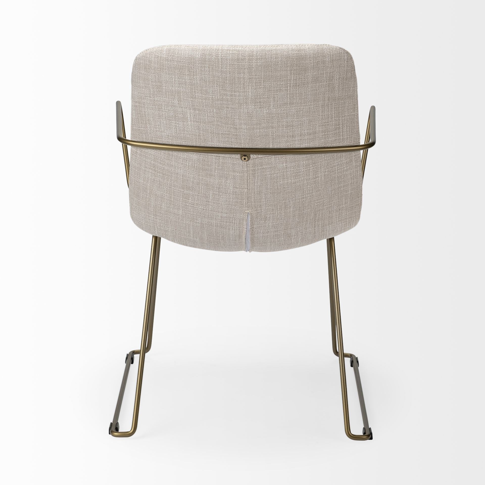 Cream and Gold Upholstered Fabric Dining Arm Chair-Dining Chairs-DECOROLALA