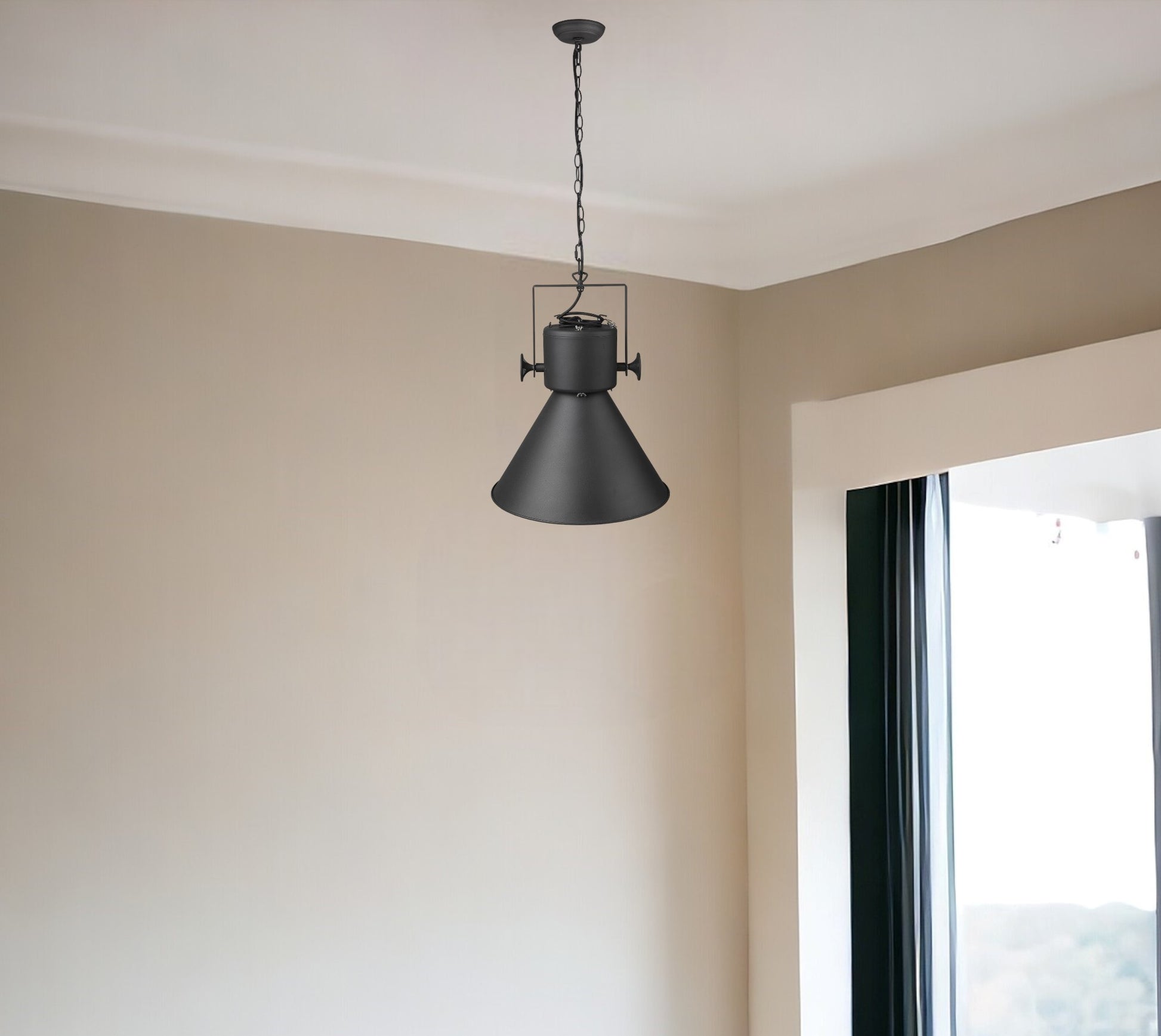Crew 1-Light Matte Black Pendant-Pendants-Hanging Lights-DECOROLALA