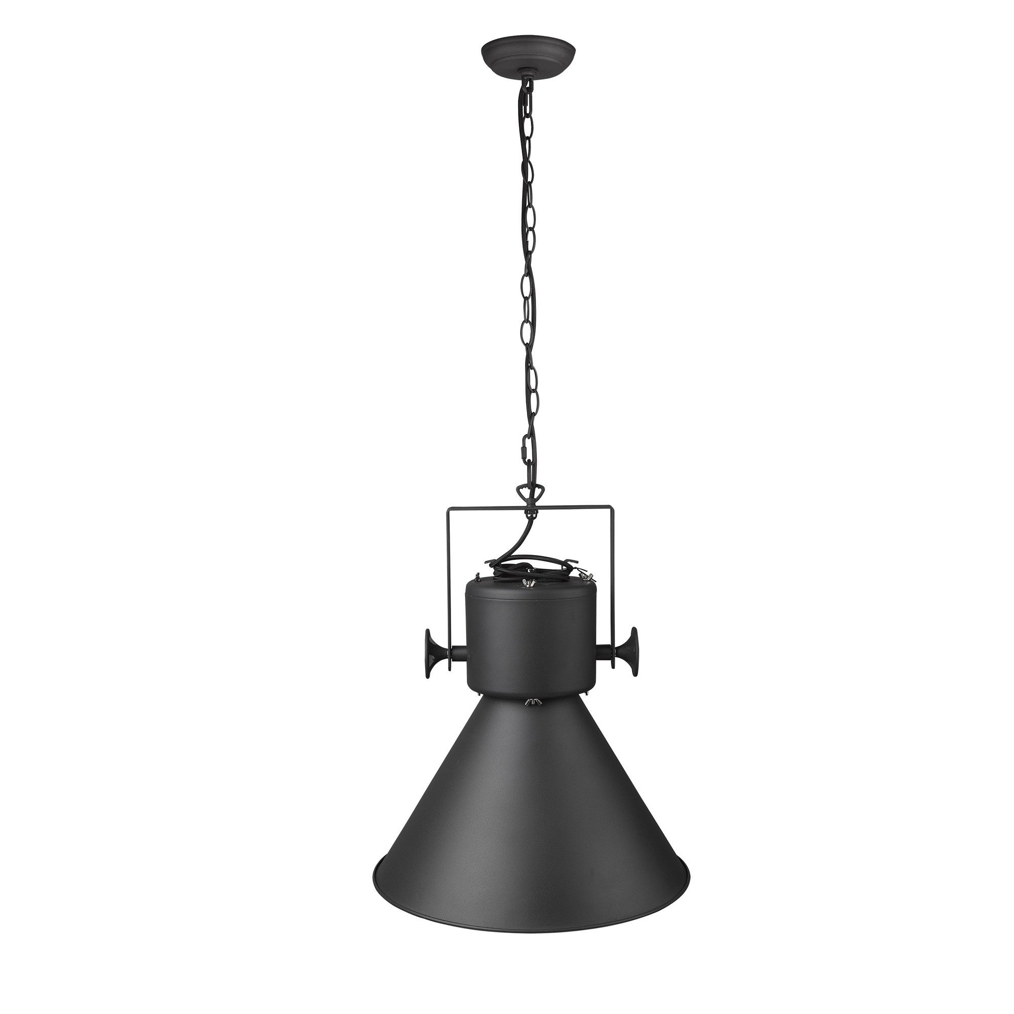 Crew 1-Light Matte Black Pendant-Pendants-Hanging Lights-DECOROLALA
