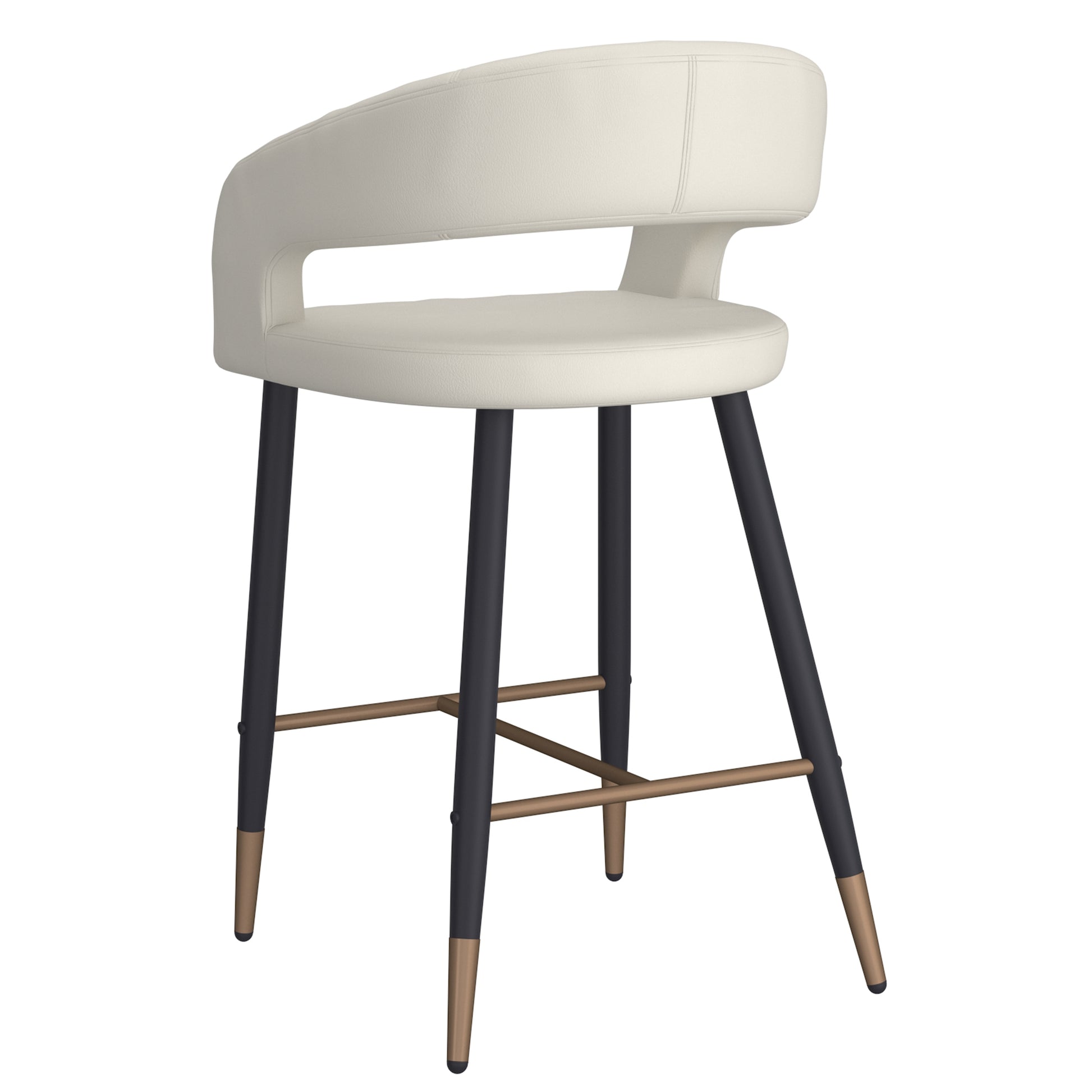 Crimson 26" Counter Stool - Beige Faux Leather and Black Metal-DECOROLALA