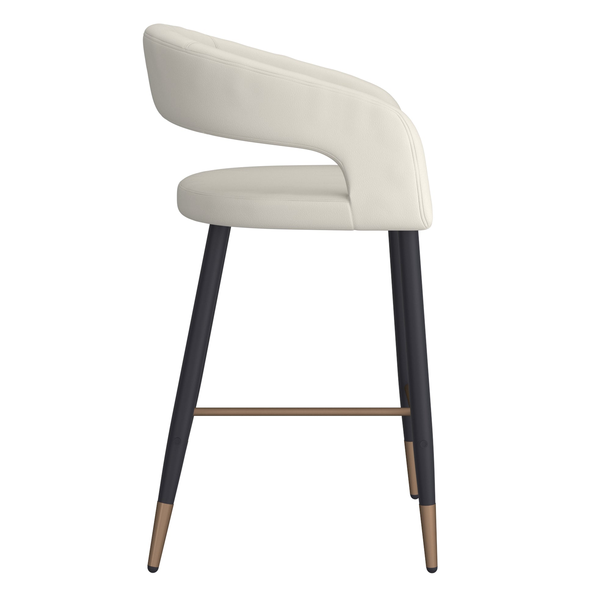 Crimson 26" Counter Stool - Beige Faux Leather and Black Metal-DECOROLALA