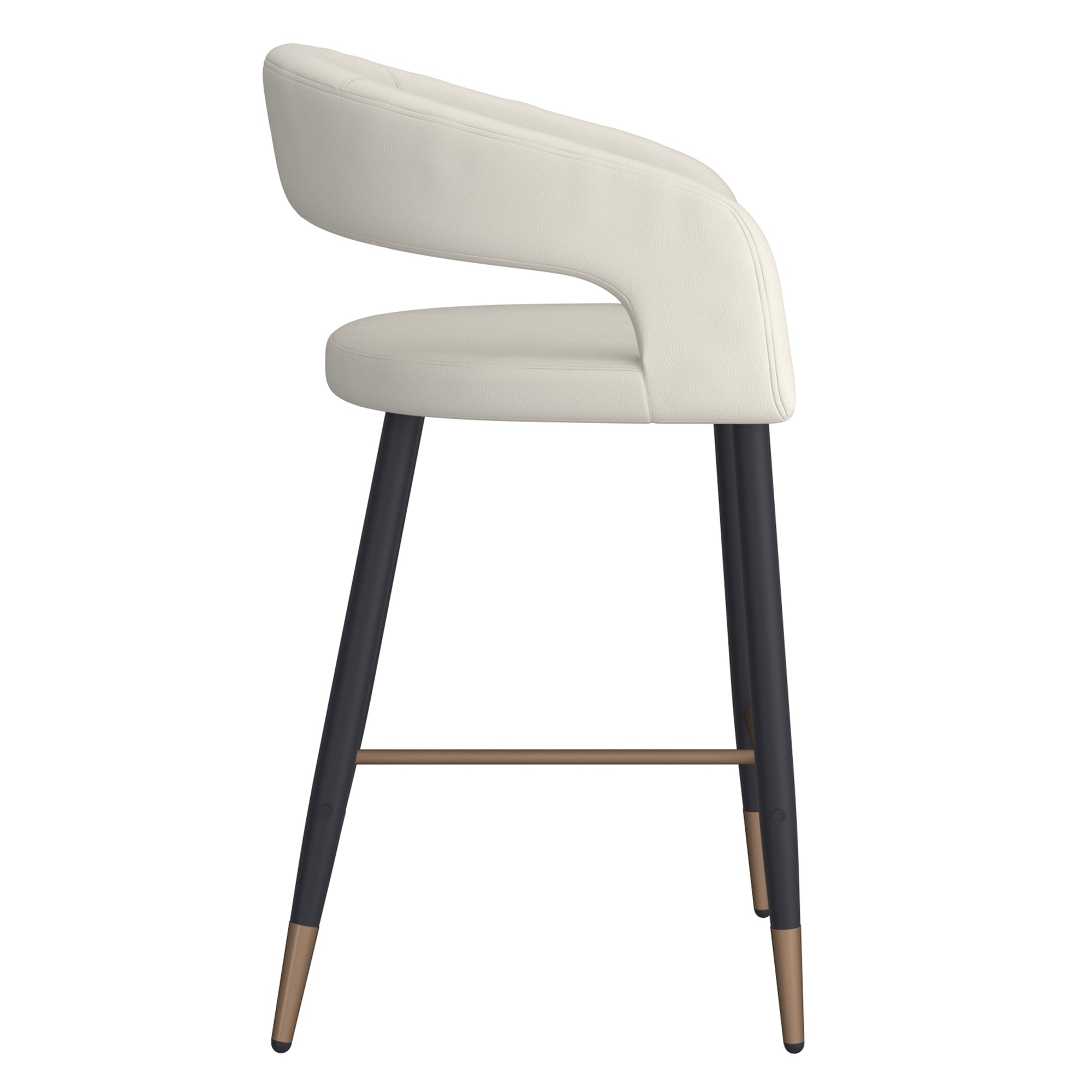 Crimson 26" Counter Stool - Beige Faux Leather and Black Metal-DECOROLALA