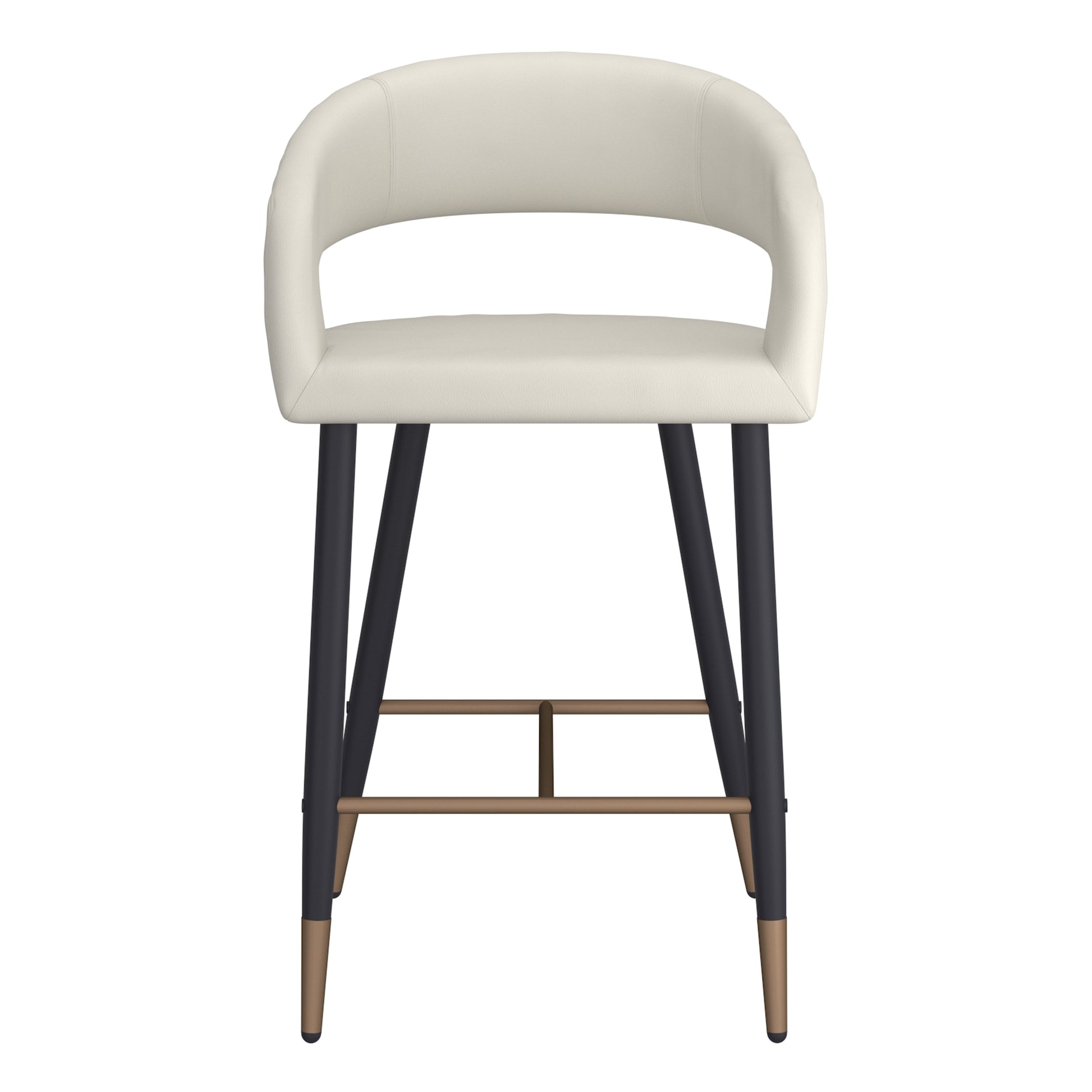 Crimson 26" Counter Stool - Beige Faux Leather and Black Metal-DECOROLALA