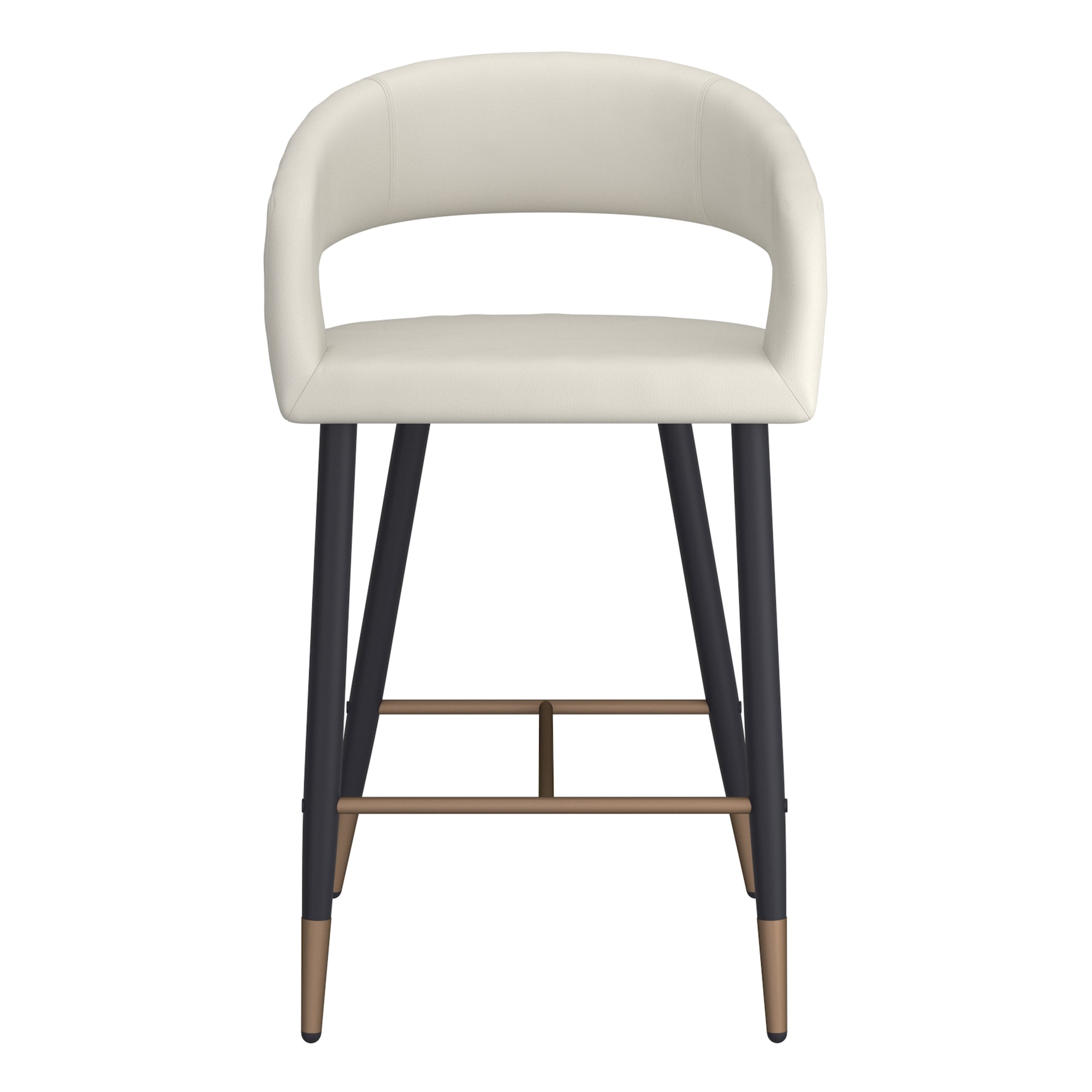 Crimson 26" Counter Stool - Beige Faux Leather and Black Metal-DECOROLALA