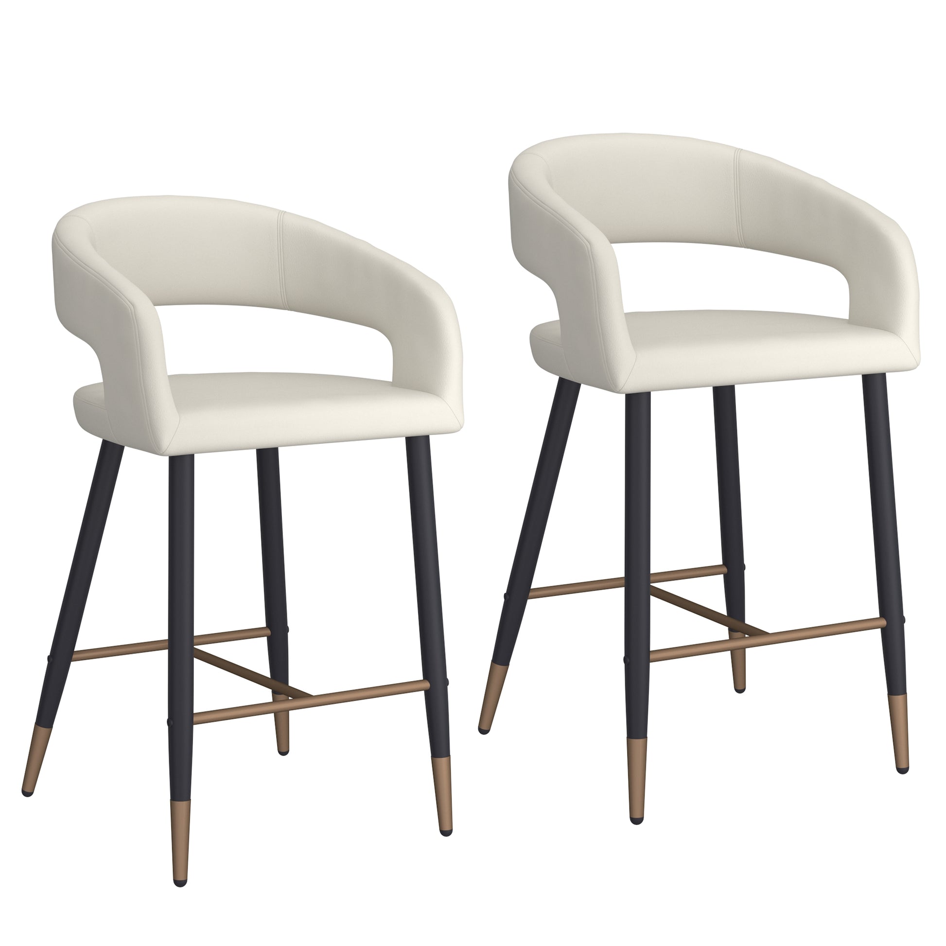 Crimson 26" Counter Stool - Beige Faux Leather and Black Metal-DECOROLALA