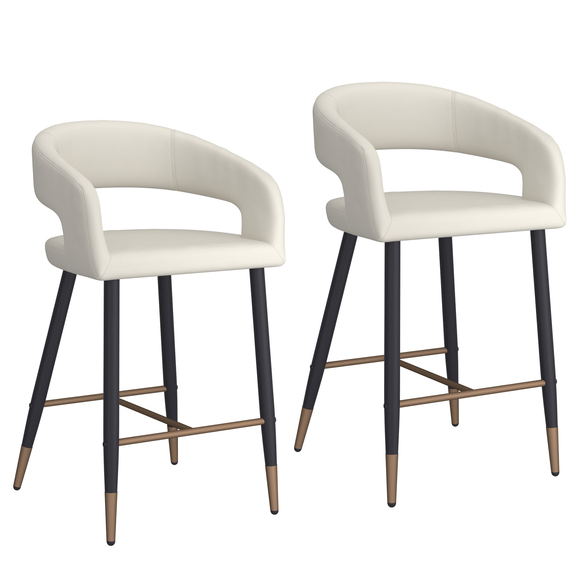 Crimson 26" Counter Stool - Beige Faux Leather and Black Metal-DECOROLALA
