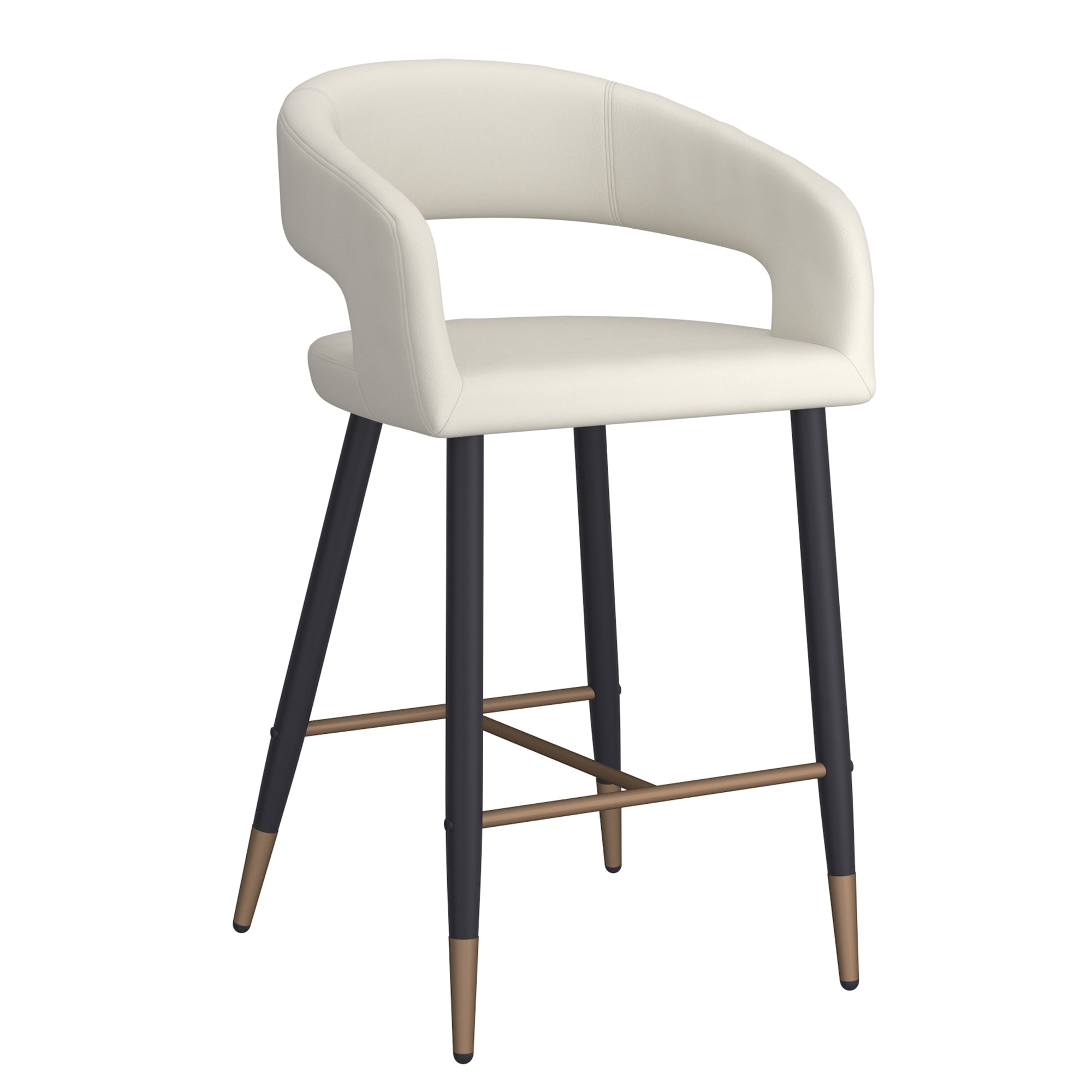 Crimson 26" Counter Stool - Beige Faux Leather and Black Metal-DECOROLALA