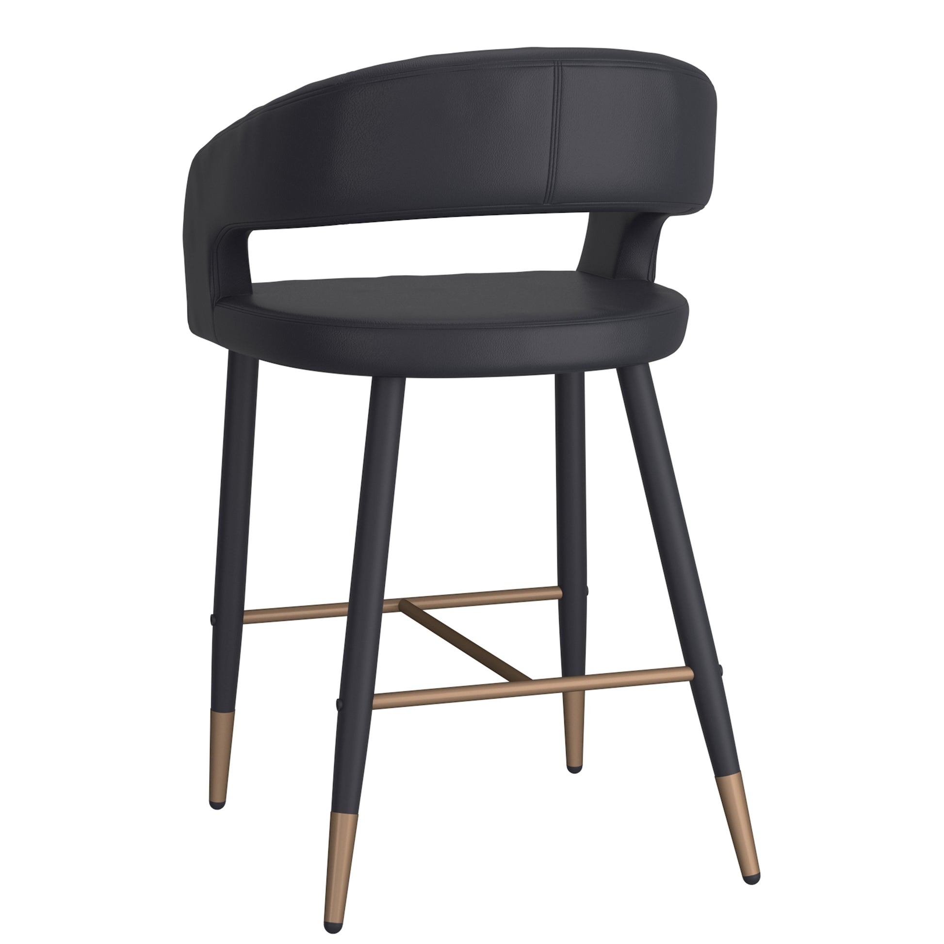 Crimson 26" Counter Stool - Black Faux Leather and Metal-DECOROLALA