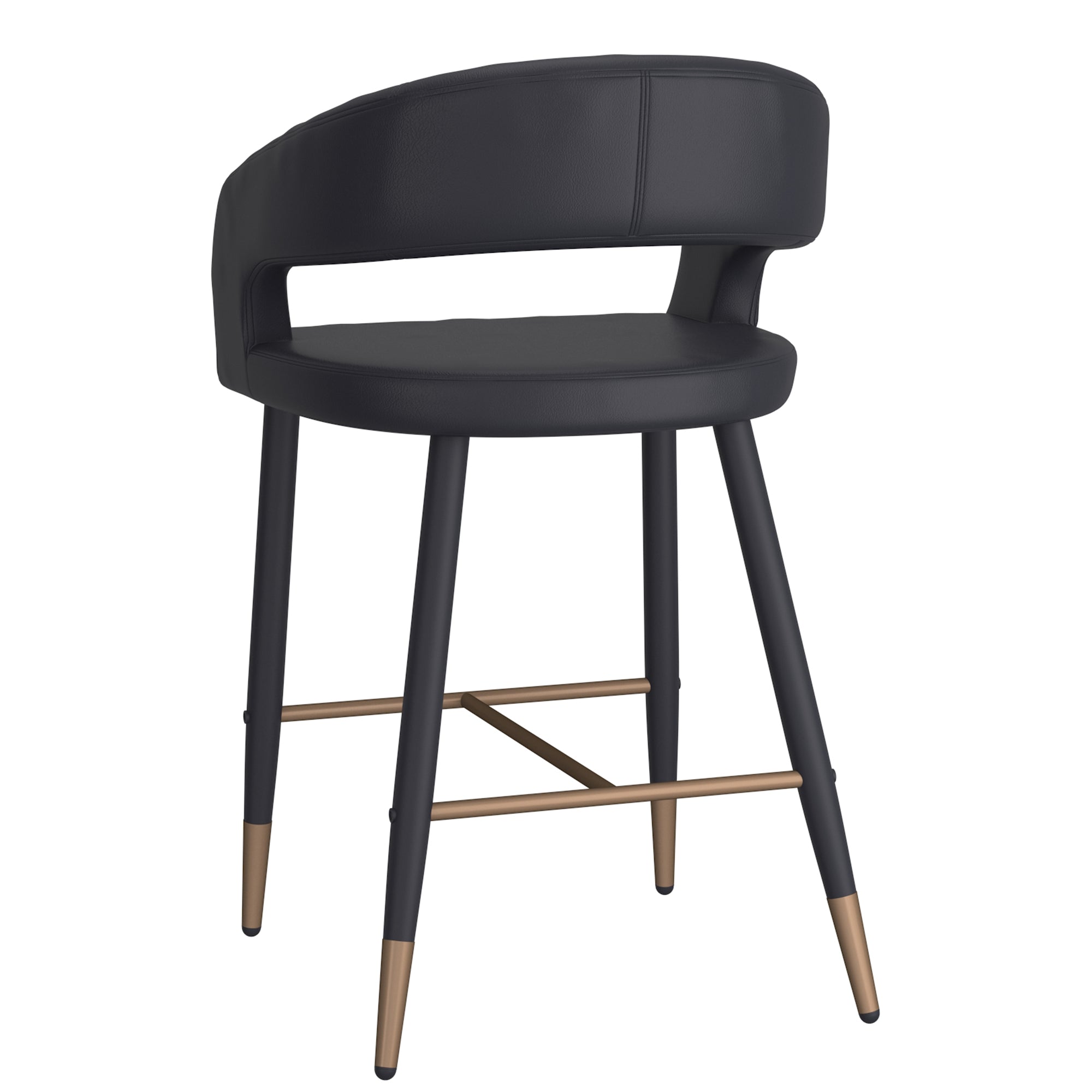 Crimson 26" Counter Stool - Black Faux Leather and Metal-DECOROLALA