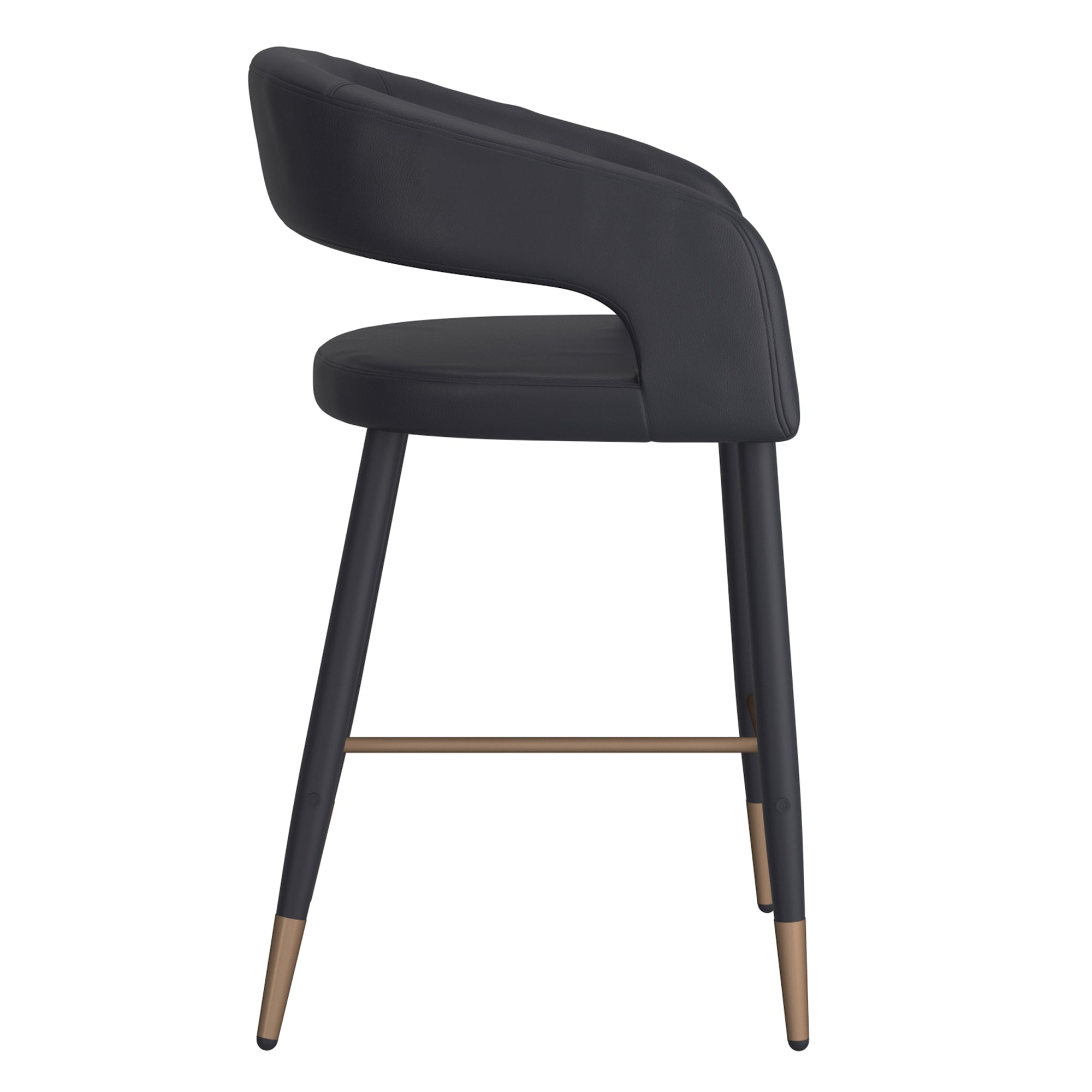 Crimson 26" Counter Stool - Black Faux Leather and Metal-DECOROLALA