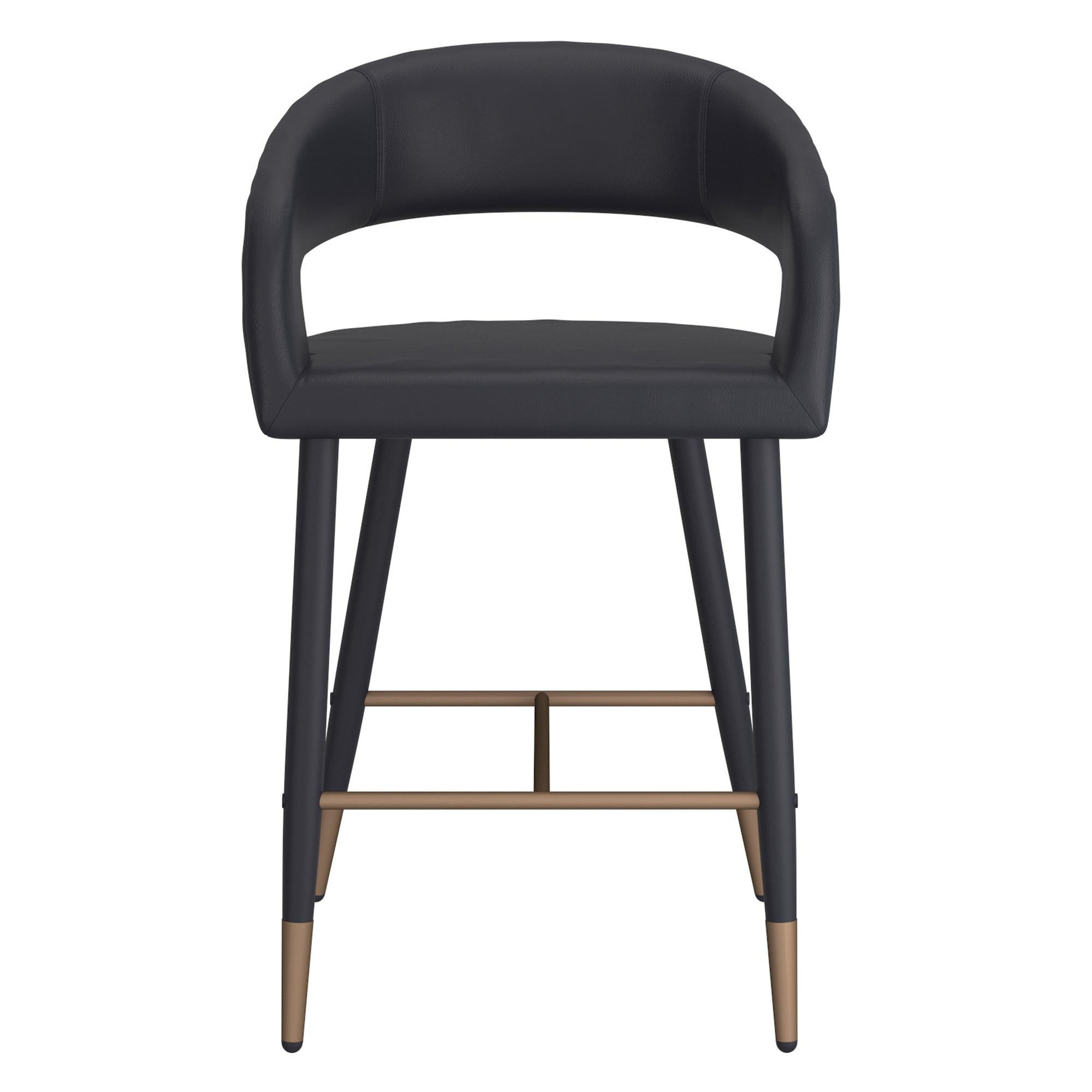 Crimson 26" Counter Stool - Black Faux Leather and Metal-DECOROLALA