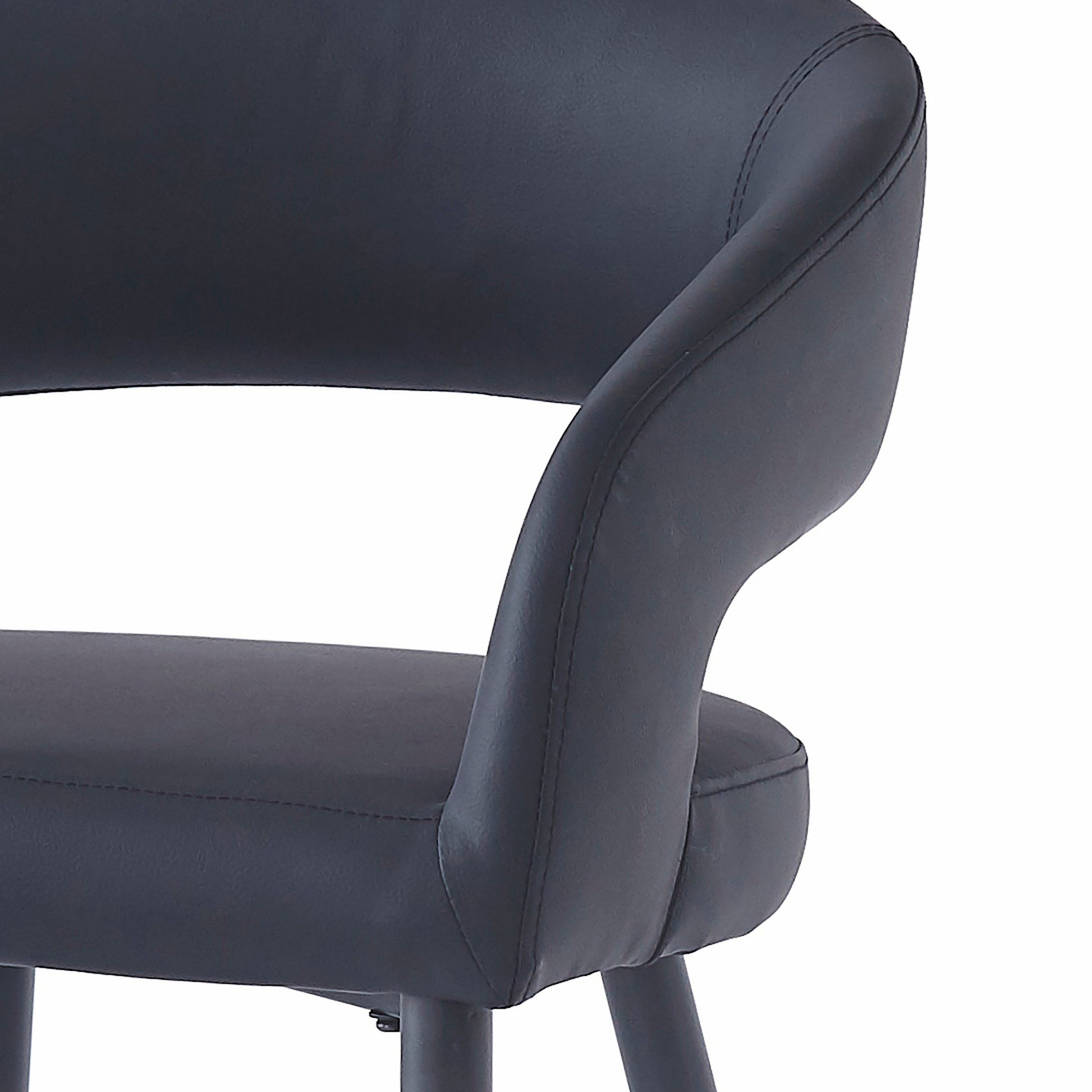 Crimson 26" Counter Stool - Black Faux Leather and Metal-DECOROLALA