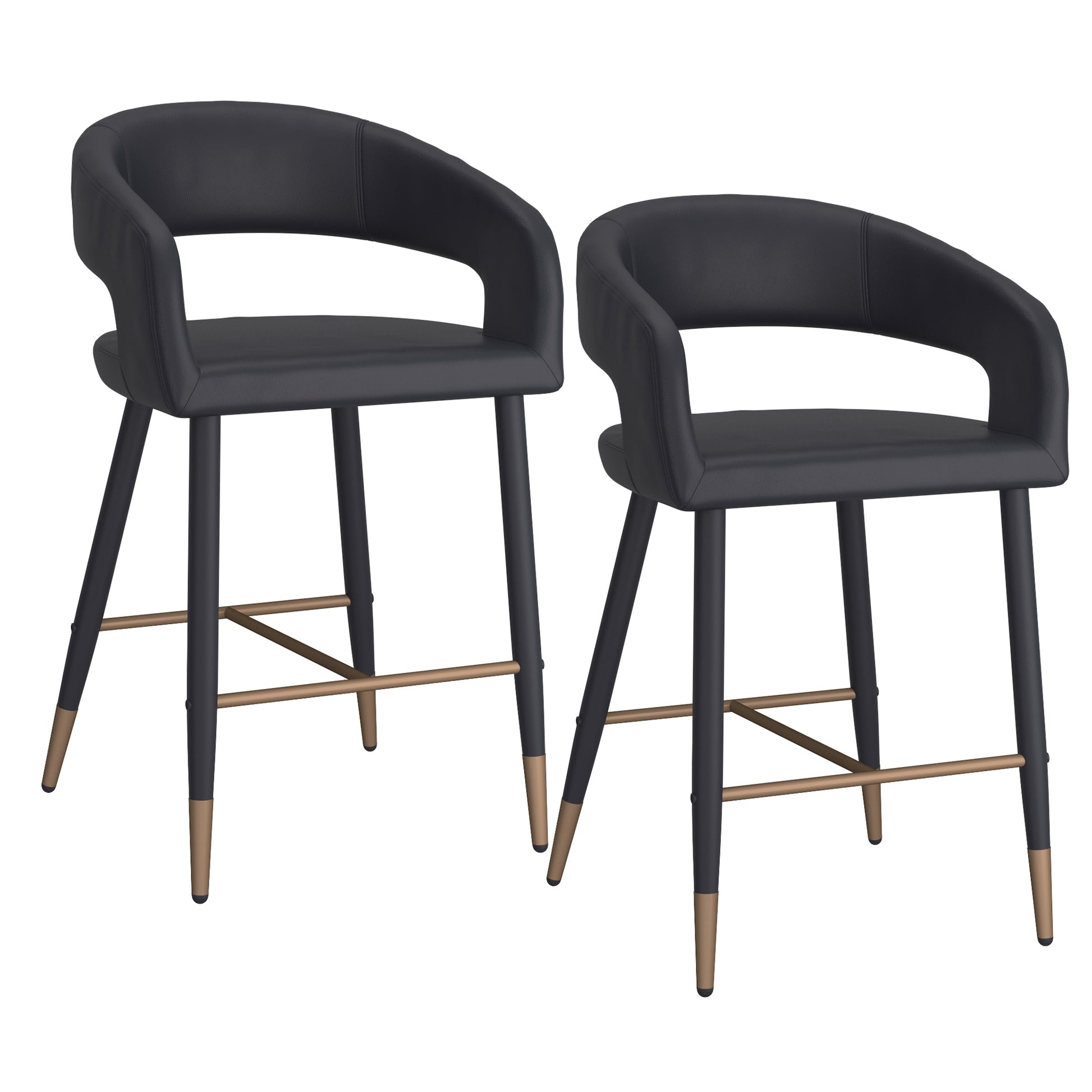 Crimson 26" Counter Stool - Black Faux Leather and Metal-DECOROLALA