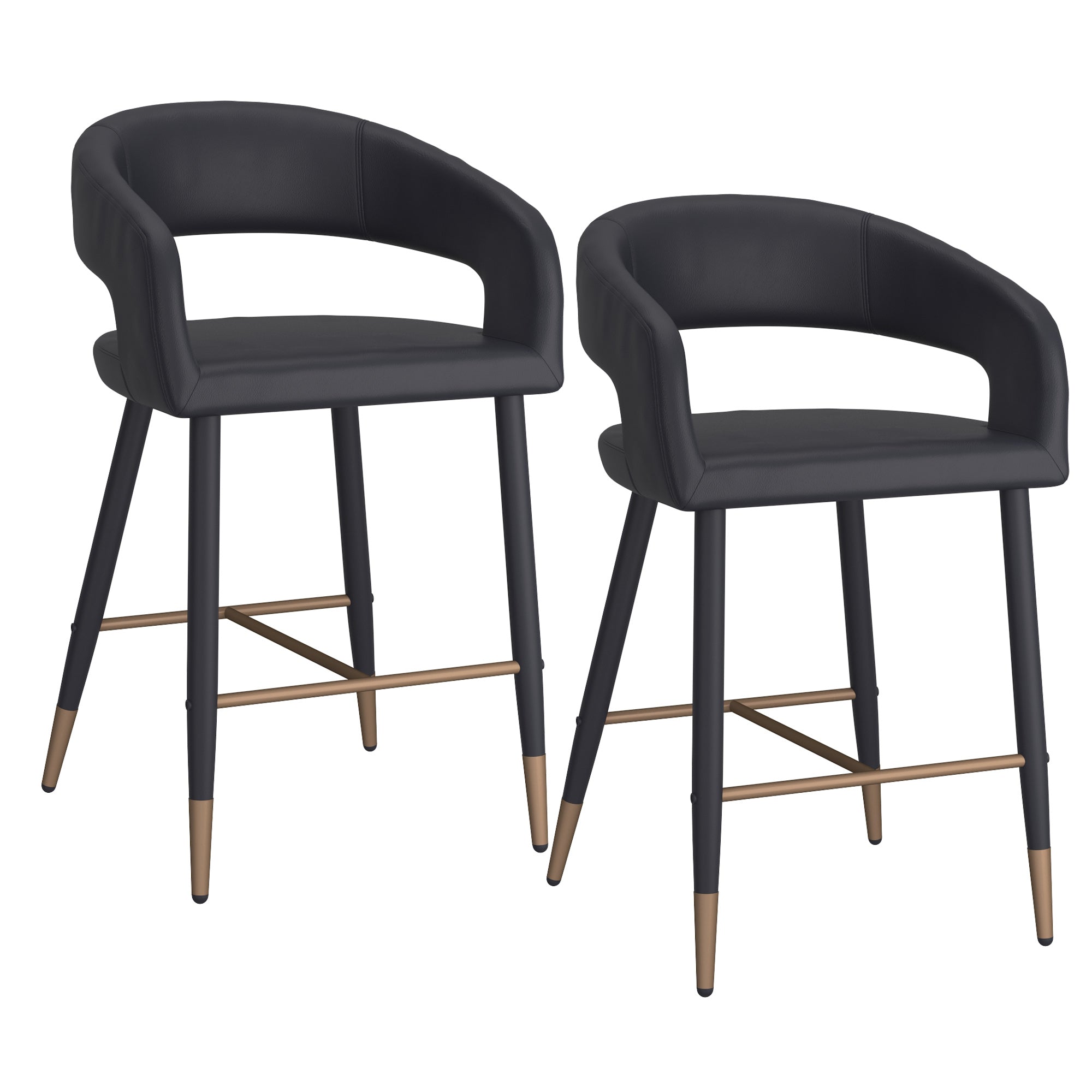 Crimson 26" Counter Stool - Black Faux Leather and Metal-DECOROLALA