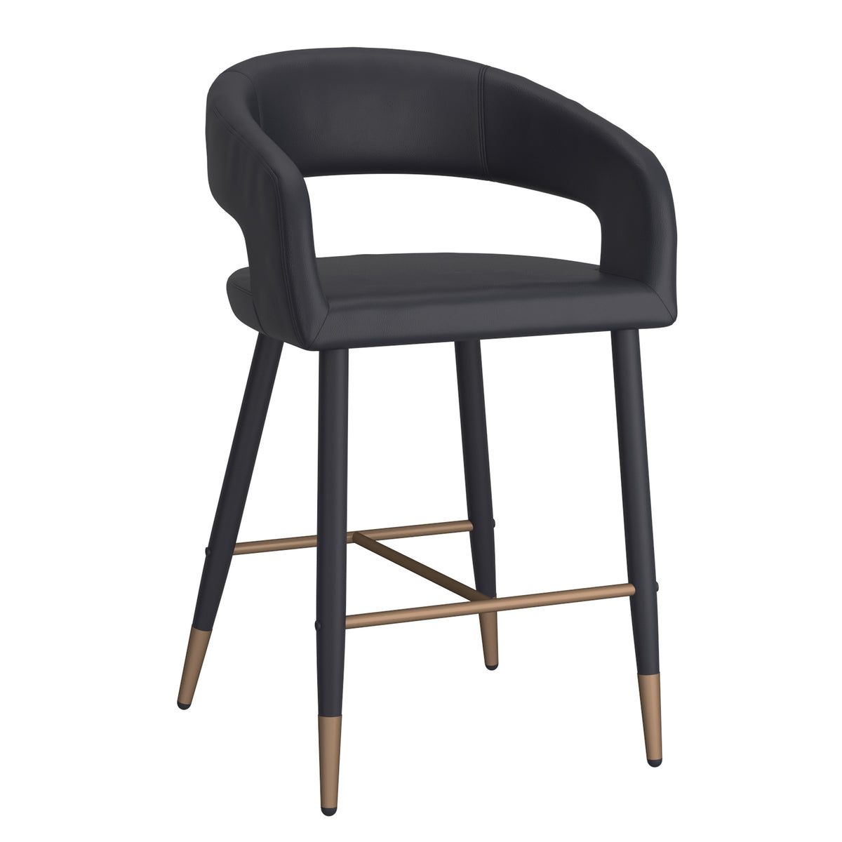 Crimson 26" Counter Stool - Black Faux Leather and Metal-Counter Stools-DECOROLALA