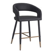 Crimson 26" Counter Stool - Black Faux Leather and Metal-DECOROLALA