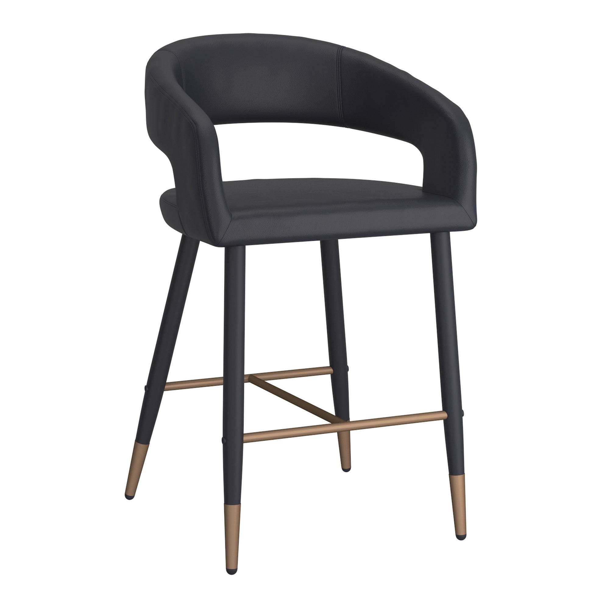 Crimson 26" Counter Stool - Black Faux Leather and Metal-DECOROLALA