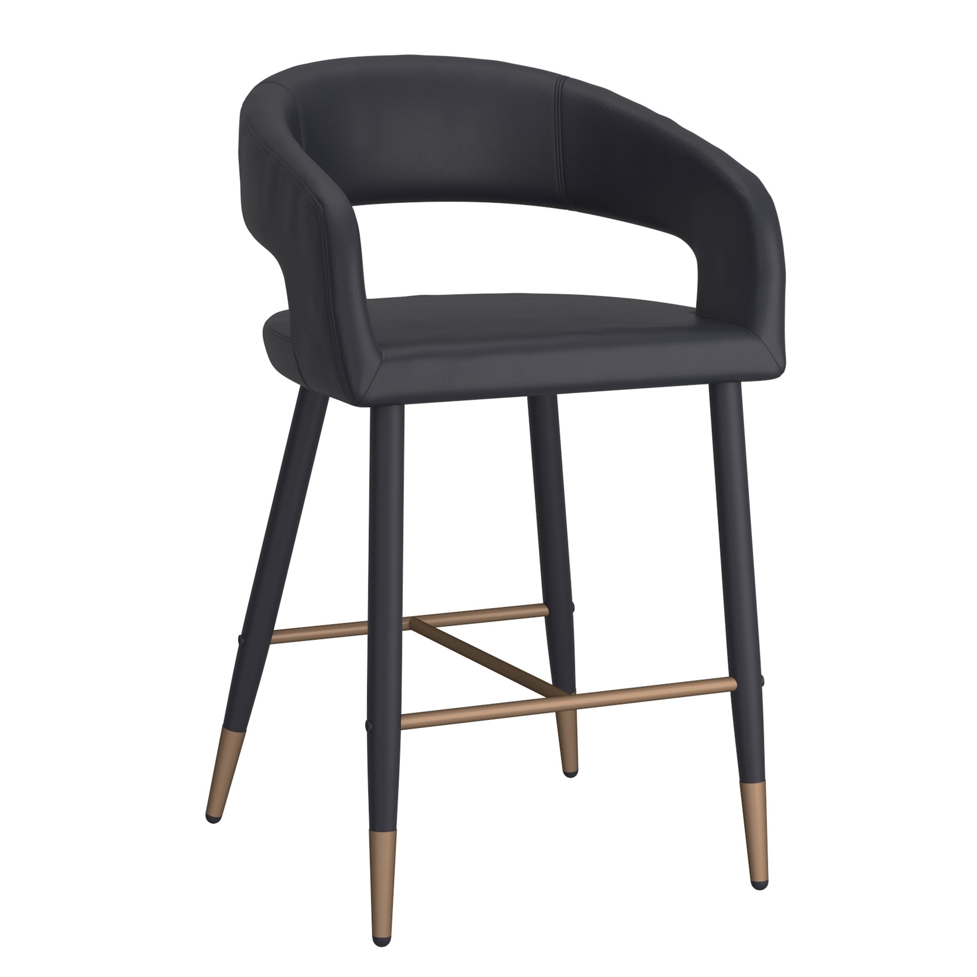 Crimson 26" Counter Stool - Black Faux Leather and Metal-DECOROLALA