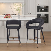Crimson 26" Counter Stool - Black Faux Leather and Metal-DECOROLALA