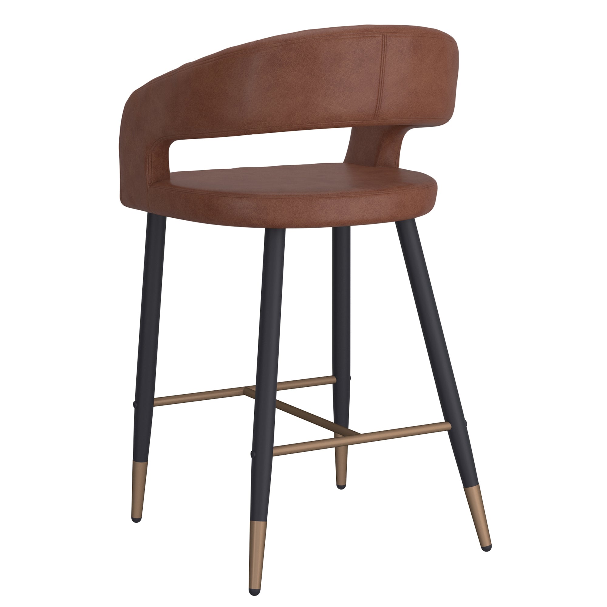 Crimson 26" Counter Stool - Saddle Faux Leather Black Metal-DECOROLALA