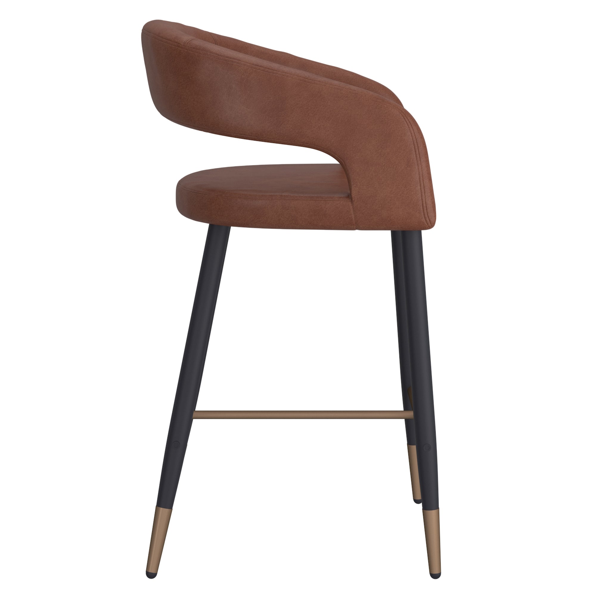 Crimson 26" Counter Stool - Saddle Faux Leather Black Metal-DECOROLALA