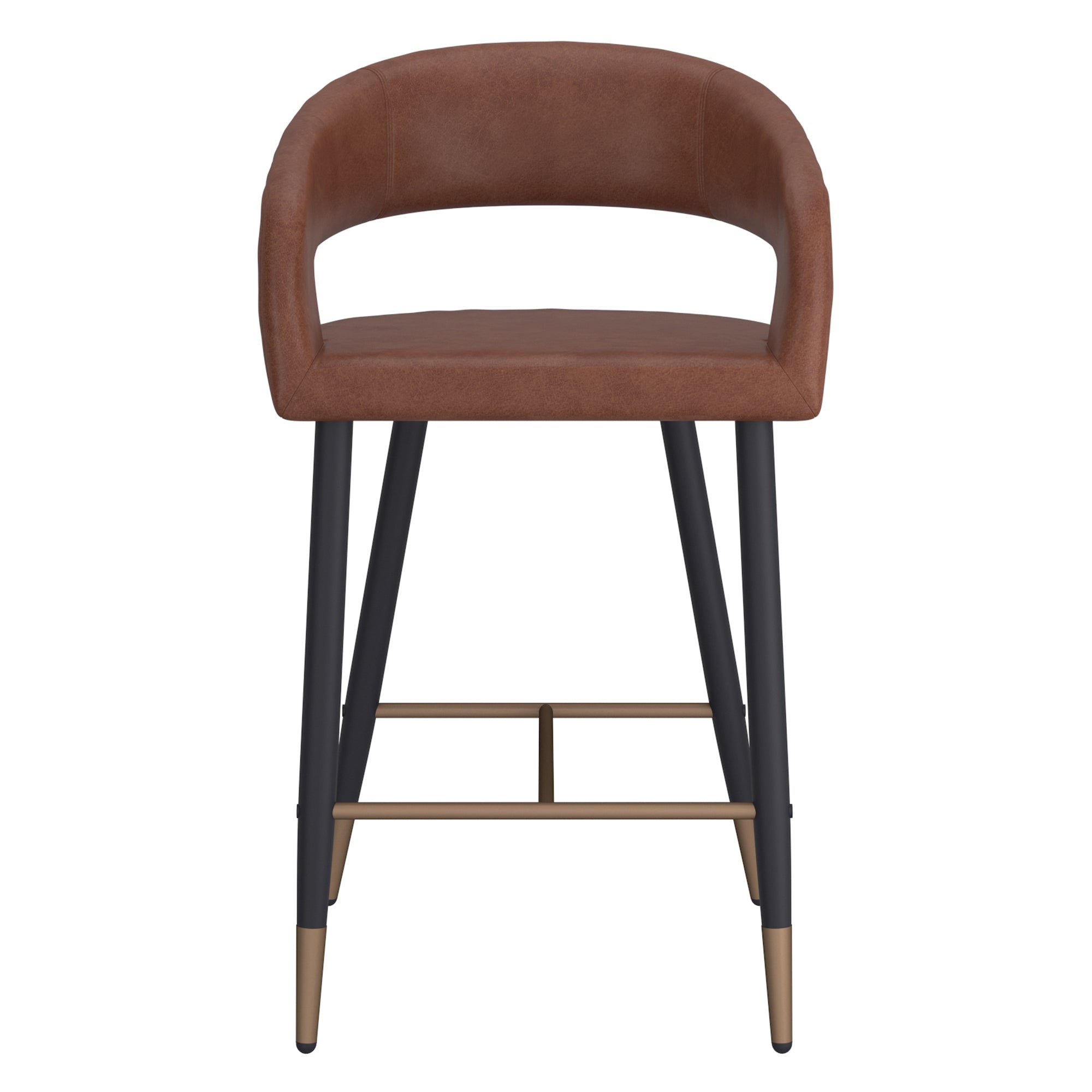 Crimson 26" Counter Stool - Saddle Faux Leather Black Metal-DECOROLALA