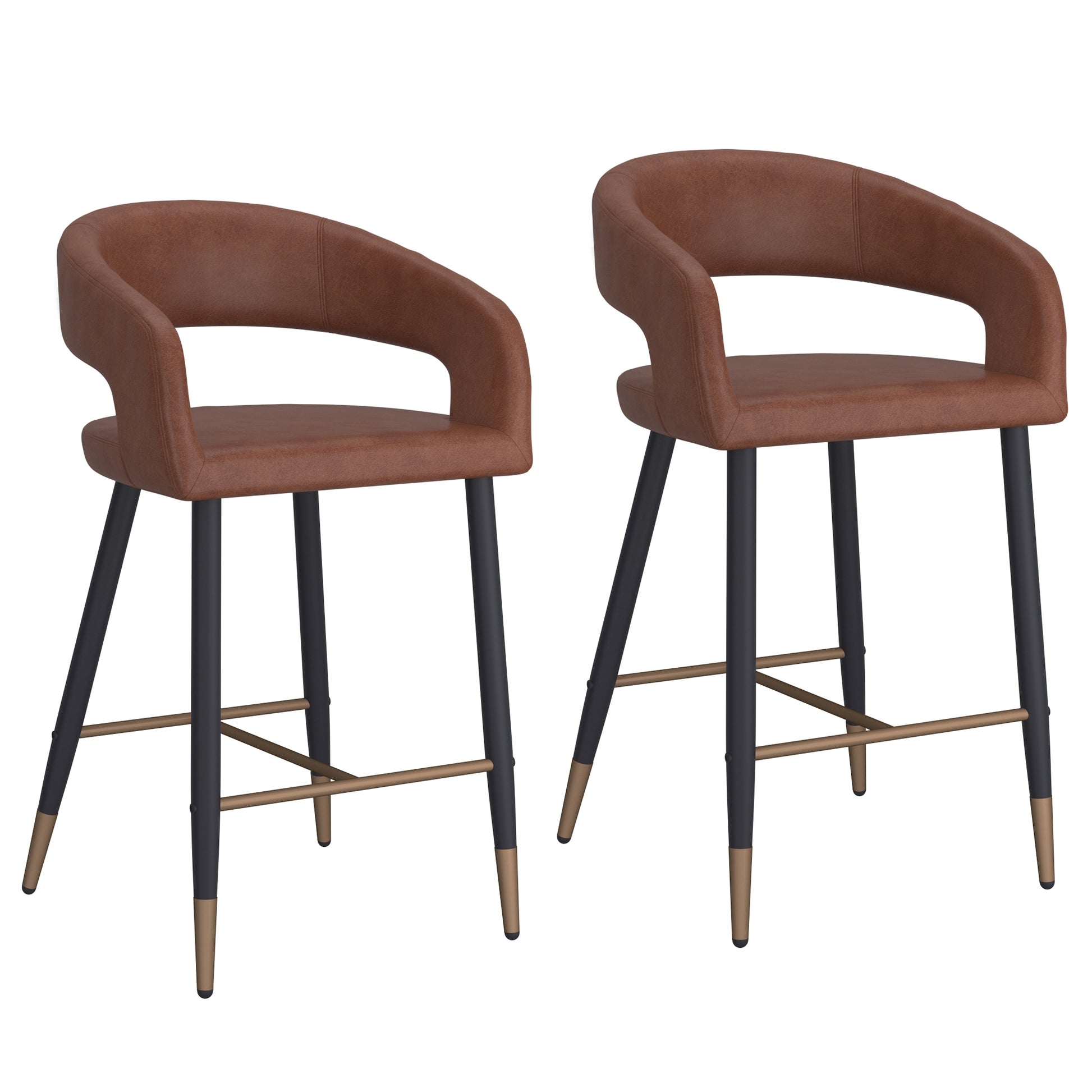 Crimson 26" Counter Stool - Saddle Faux Leather Black Metal-DECOROLALA