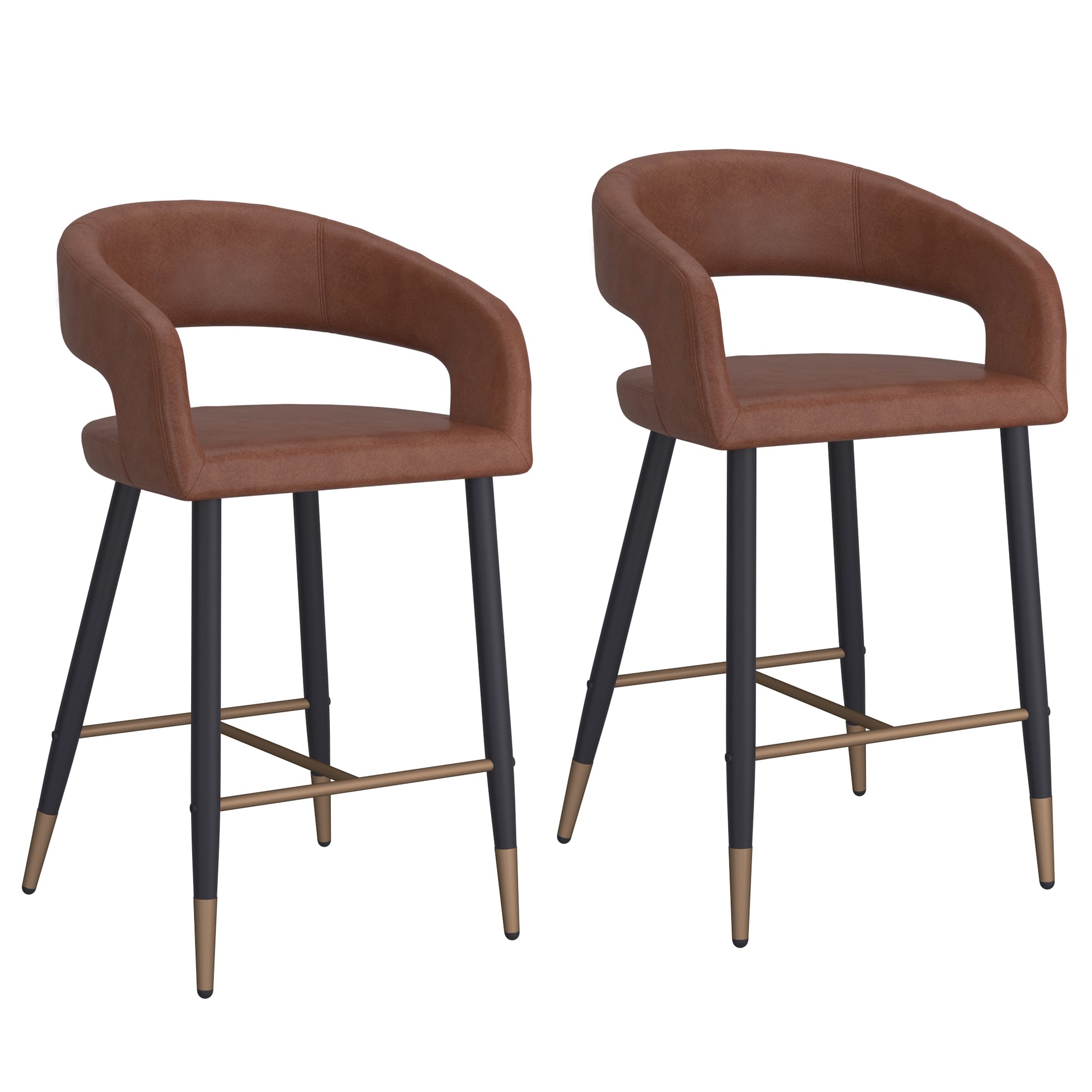 Crimson 26" Counter Stool - Saddle Faux Leather Black Metal-DECOROLALA