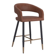 Crimson 26" Counter Stool - Saddle Faux Leather Black Metal-DECOROLALA