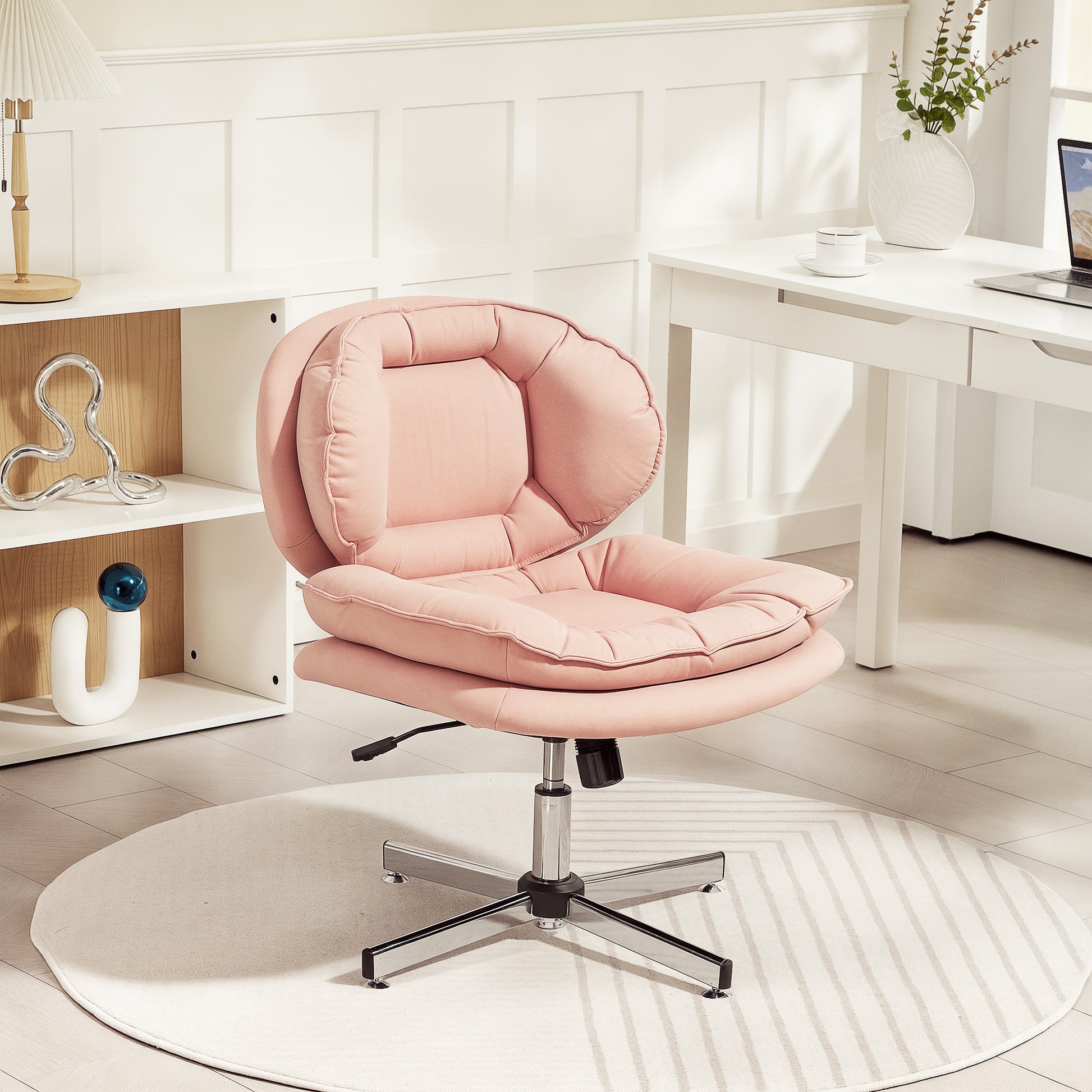 Criss Cross Armless Office Chair - Pink Leathaire-Office Products > Office Furniture > Office Chairs > Task Chairs-DECOROLALA