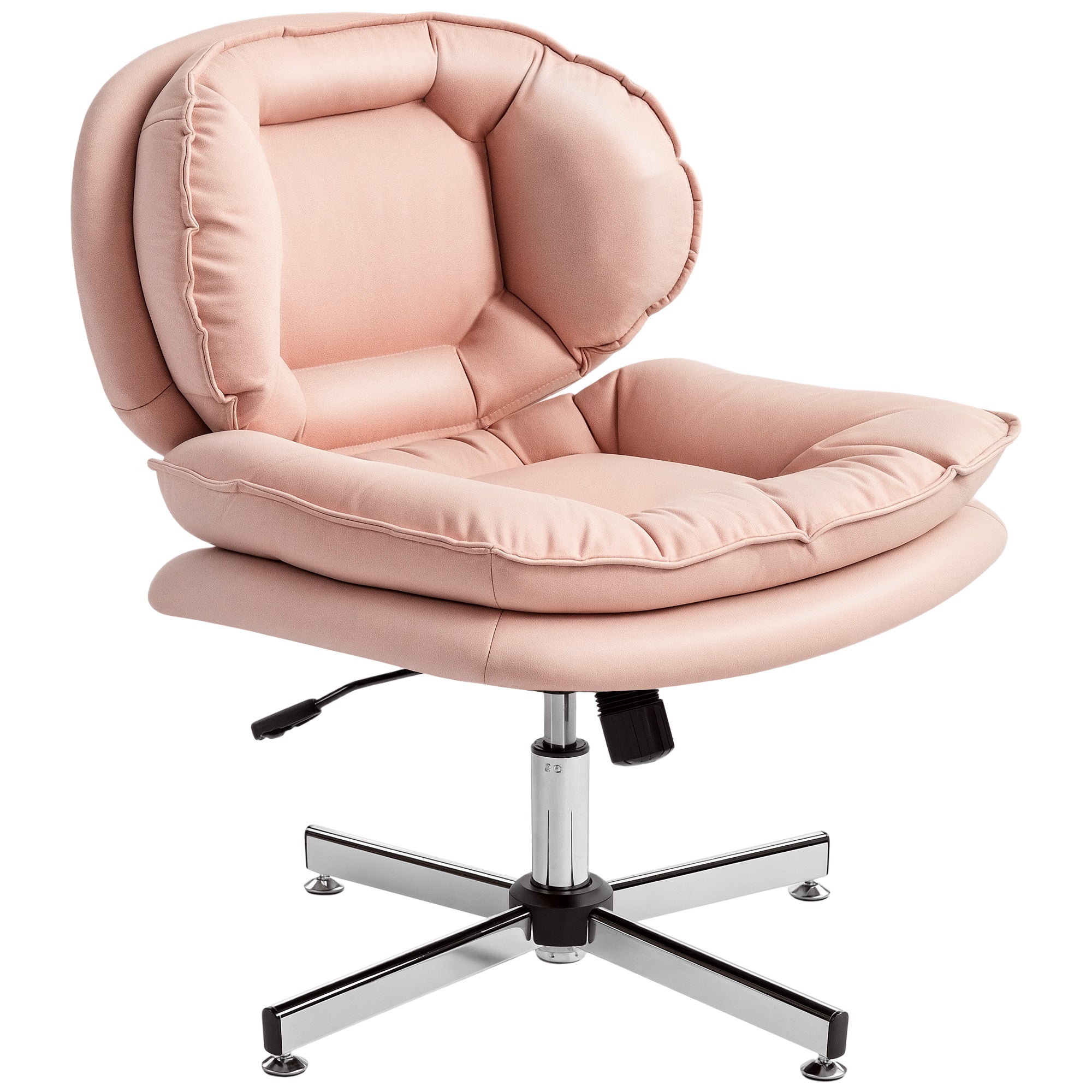 Criss Cross Armless Office Chair - Pink Leathaire-Office Products > Office Furniture > Office Chairs > Task Chairs-DECOROLALA
