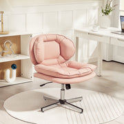 Criss Cross Armless Office Chair - Pink Leathaire-Task Chairs-DECOROLALA