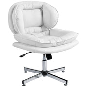 Criss Cross Armless Office Chair - White Leathaire-Office Products > Office Furniture > Office Chairs > Task Chairs-DECOROLALA