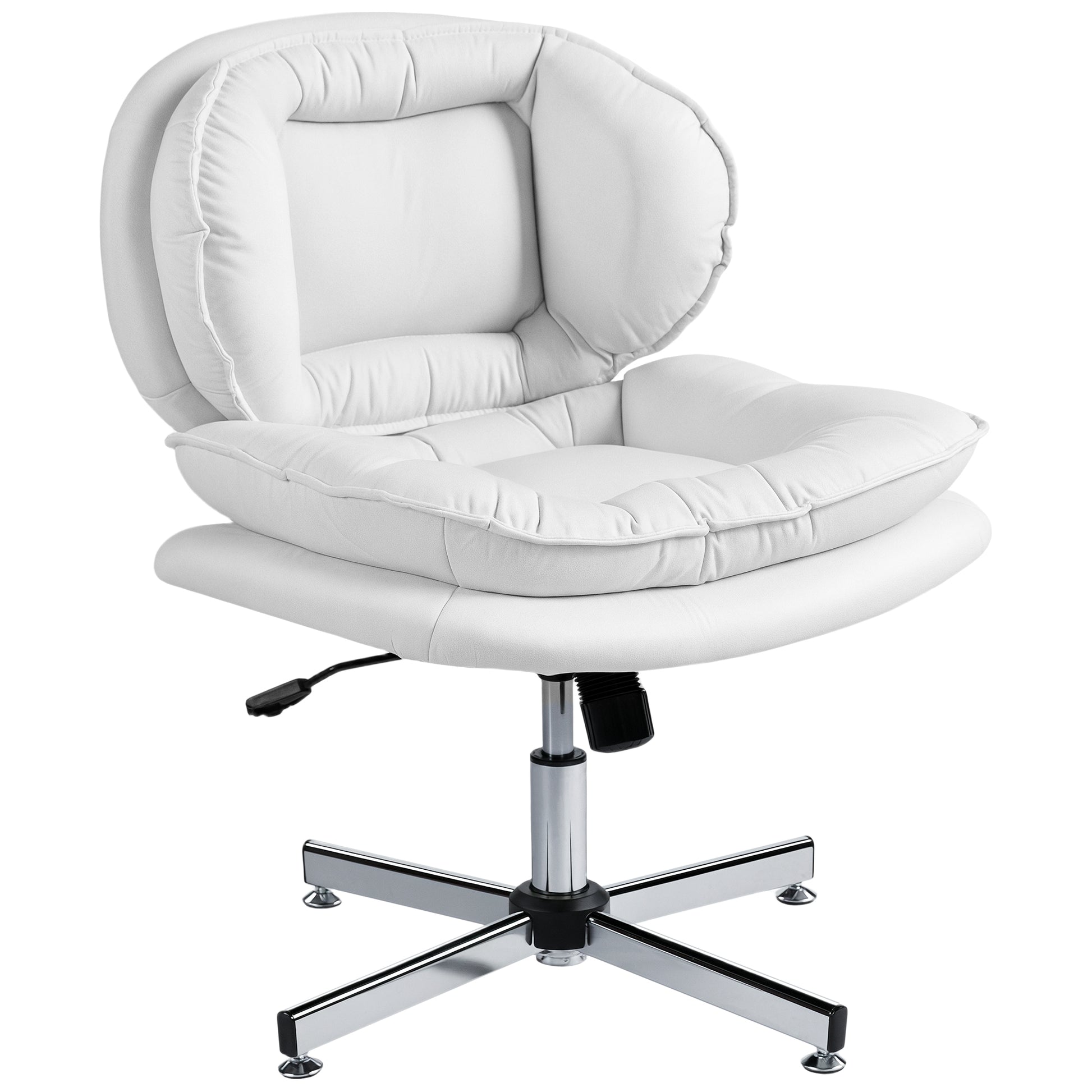 Criss Cross Armless Office Chair - White Leathaire-Office Products > Office Furniture > Office Chairs > Task Chairs-DECOROLALA